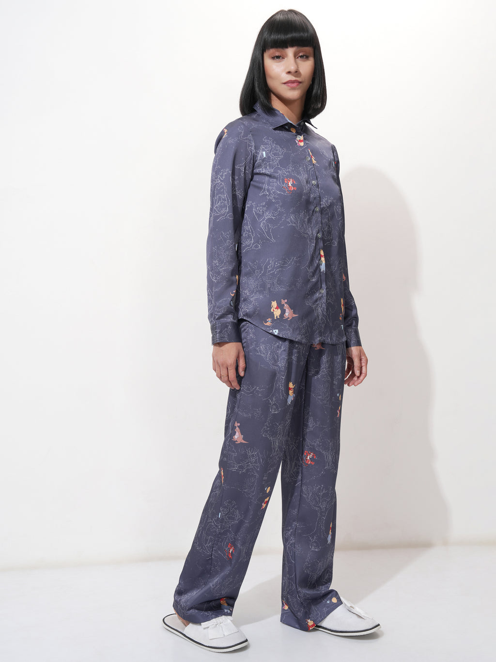 Disney By Tokyo Talkies Women Navy Blue Winnie The Pooh Shirt With Trouser - Navy Blue - Image 6