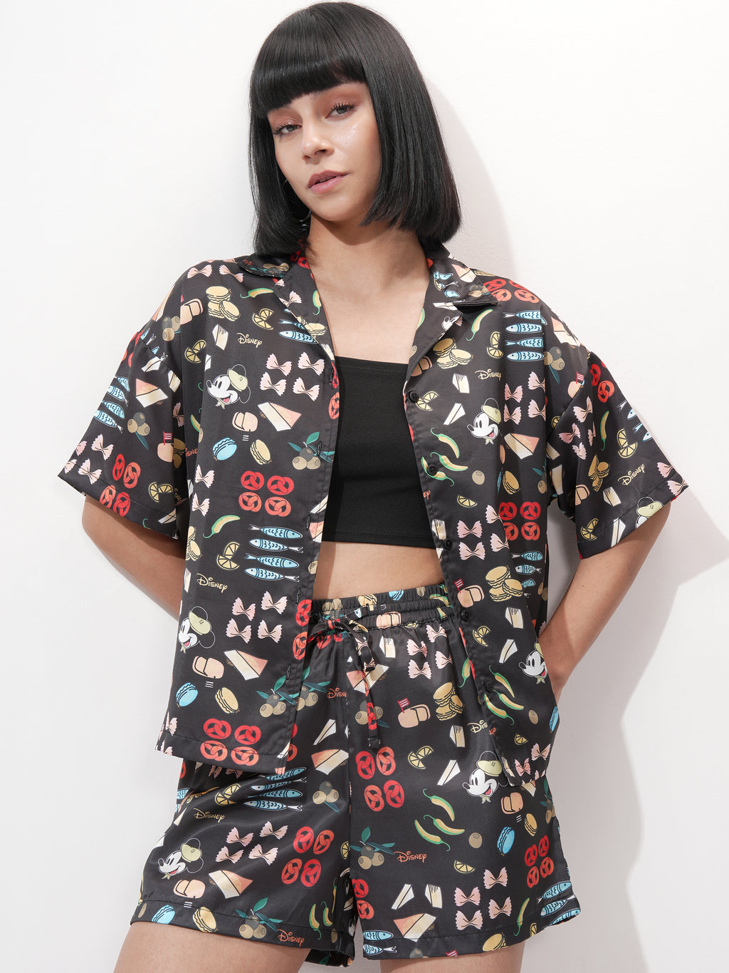 Disney By Tokyo Talkies Women Black Minnie Mouse Shirt With Short - Black - Image 1