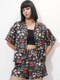 Disney By Tokyo Talkies Women Black Minnie Mouse Shirt With Short - Black - Image 1