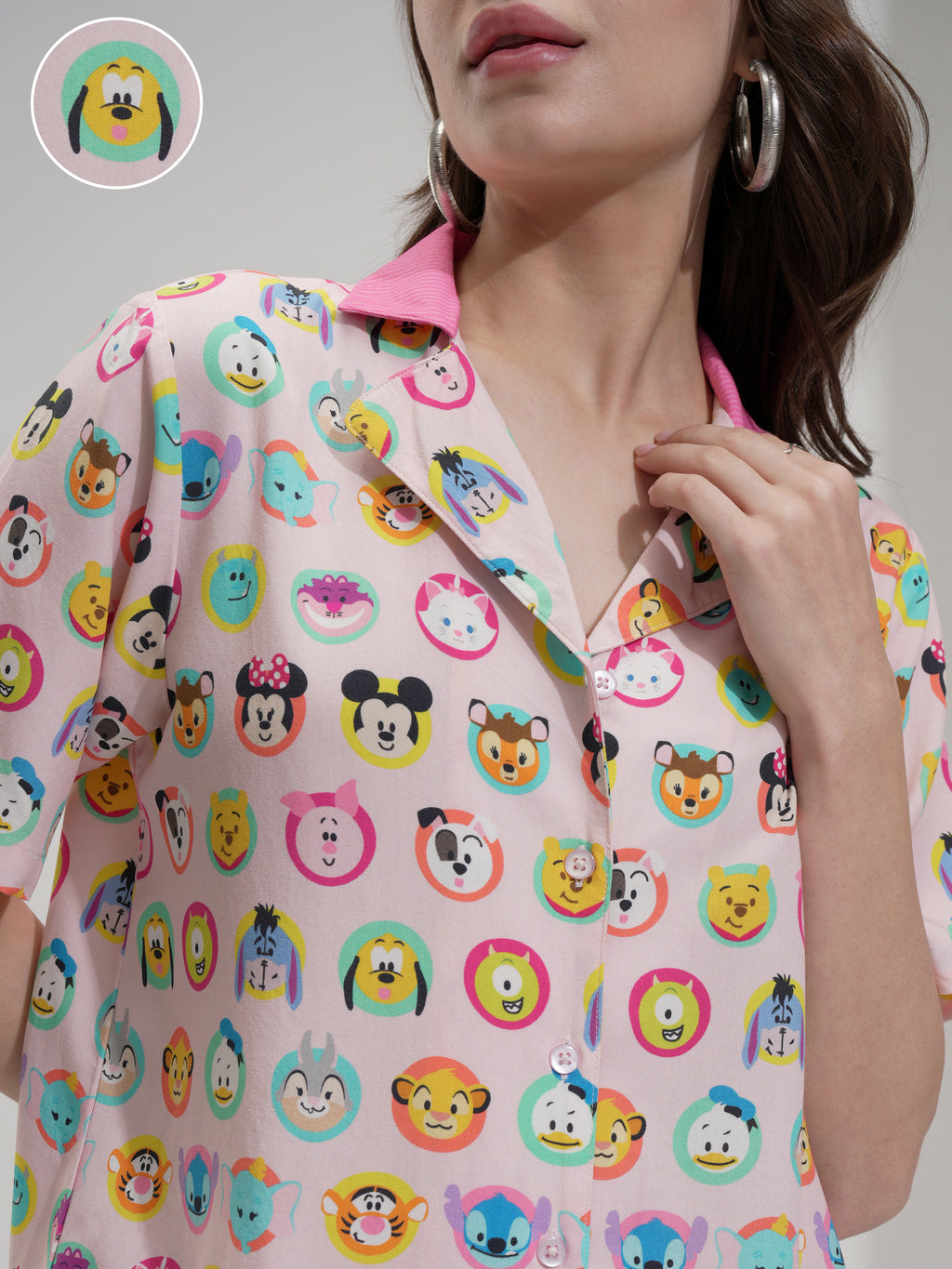 Disney By Tokyo Talkies Women Pink Minnie Mouse Shirt With Short - Pink - Image 5