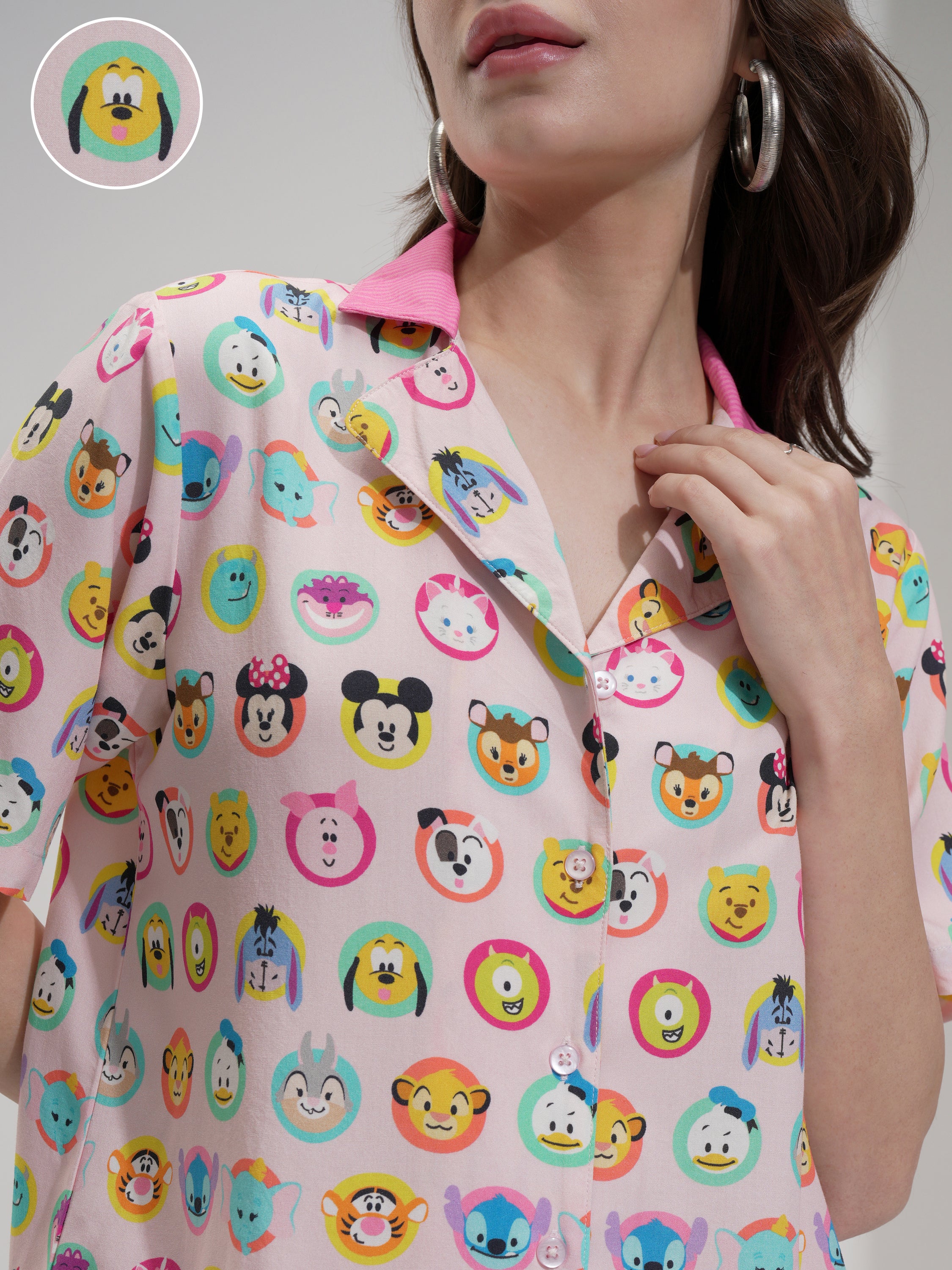 Disney By Tokyo Talkies Women Pink Minnie Mouse Shirt With Short - Pink - Image 5
