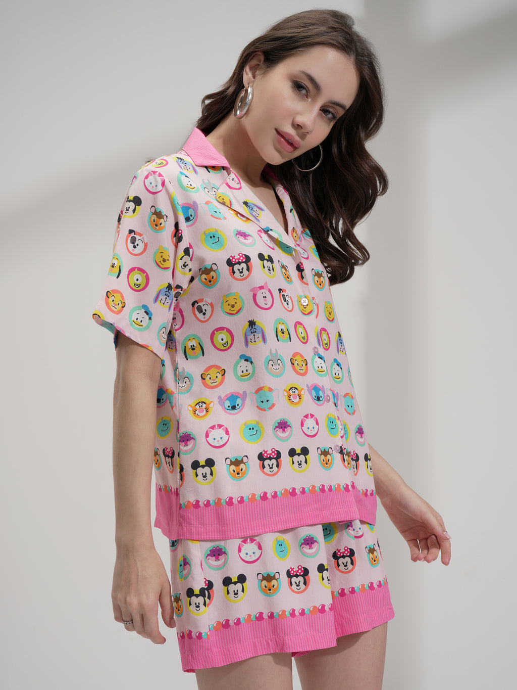 Disney By Tokyo Talkies Women Pink Minnie Mouse Shirt With Short - Pink - Image 6