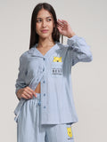 Disney By Tokyo Talkies Women Blue Winnie The Pooh Shirt With Trouser - Blue - Image 1