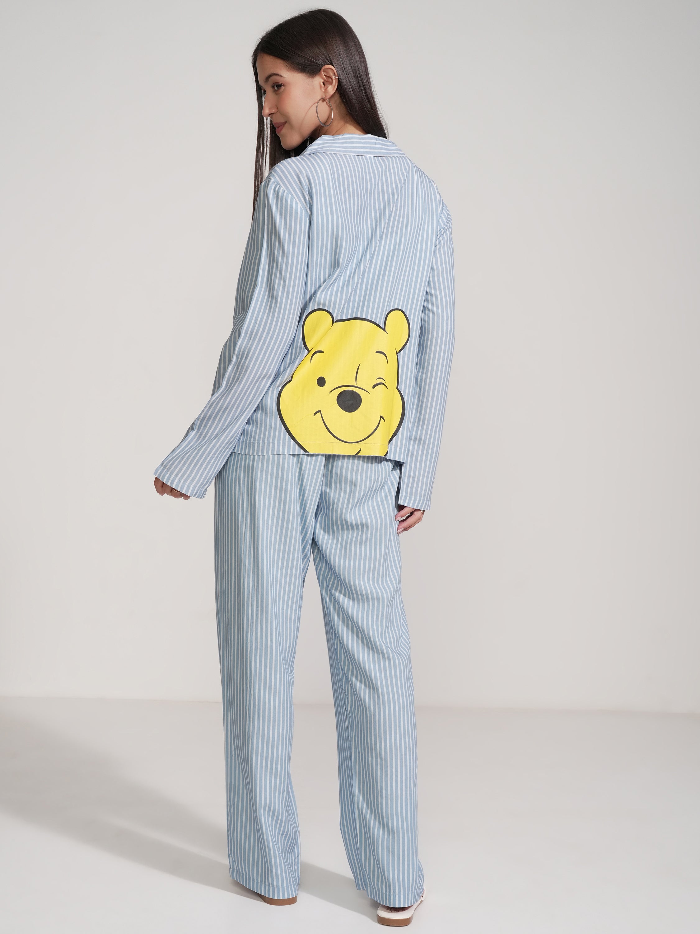 Disney By Tokyo Talkies Women Blue Winnie The Pooh Shirt With Trouser - Blue - Image 3