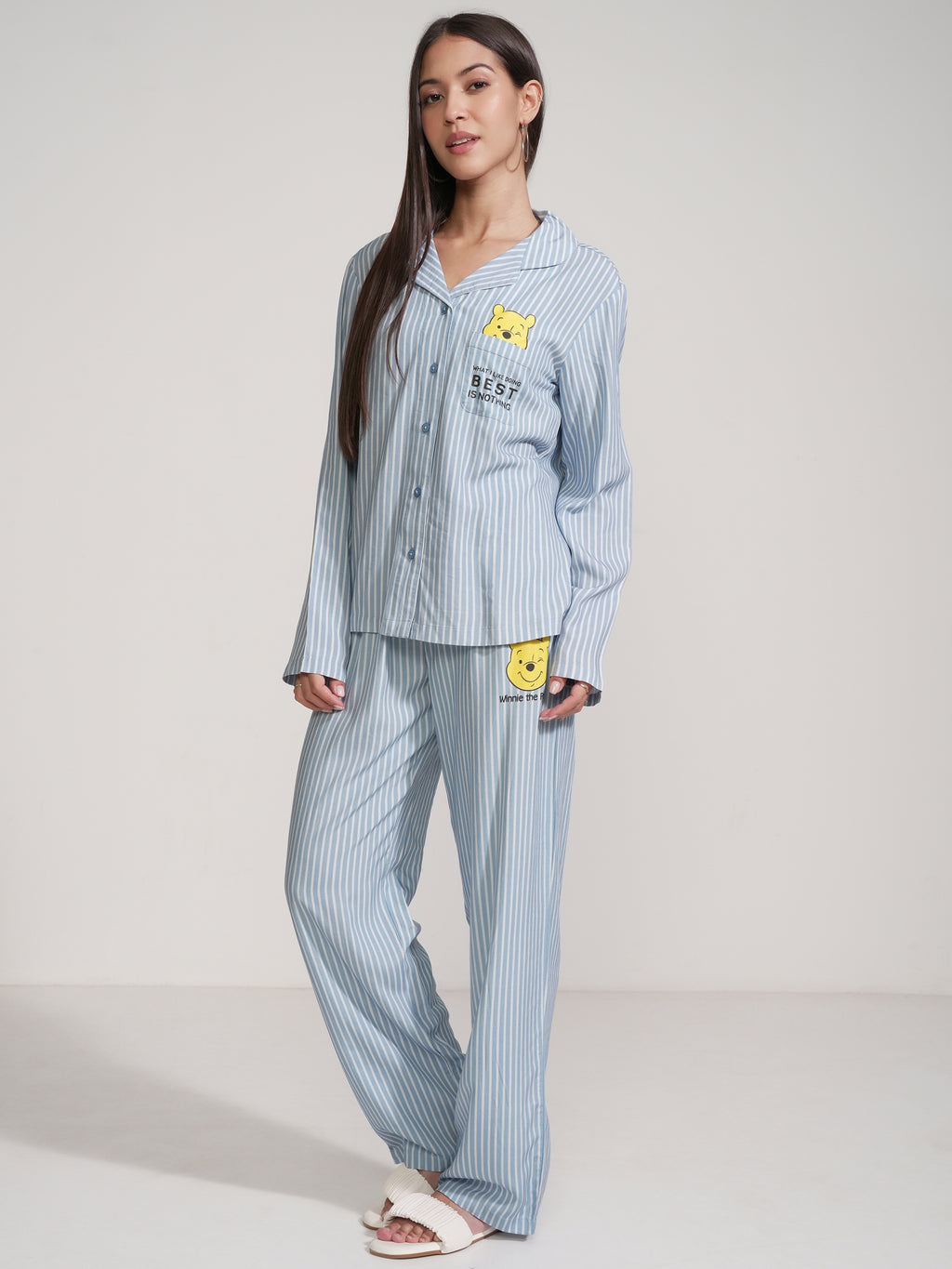 Disney By Tokyo Talkies Women Blue Winnie The Pooh Shirt With Trouser - Blue - Image 4