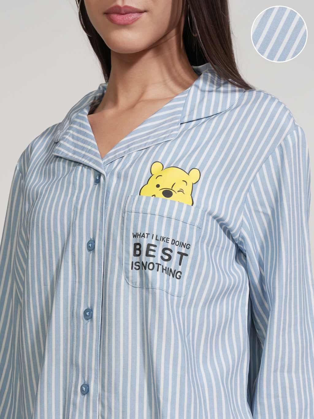 Disney By Tokyo Talkies Women Blue Winnie The Pooh Shirt With Trouser - Blue - Image 5