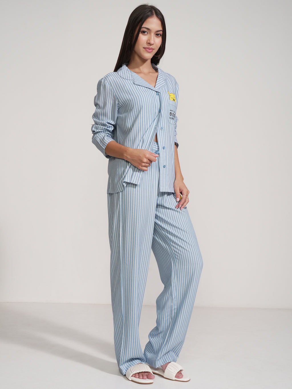 Disney By Tokyo Talkies Women Blue Winnie The Pooh Shirt With Trouser - Blue - Image 6