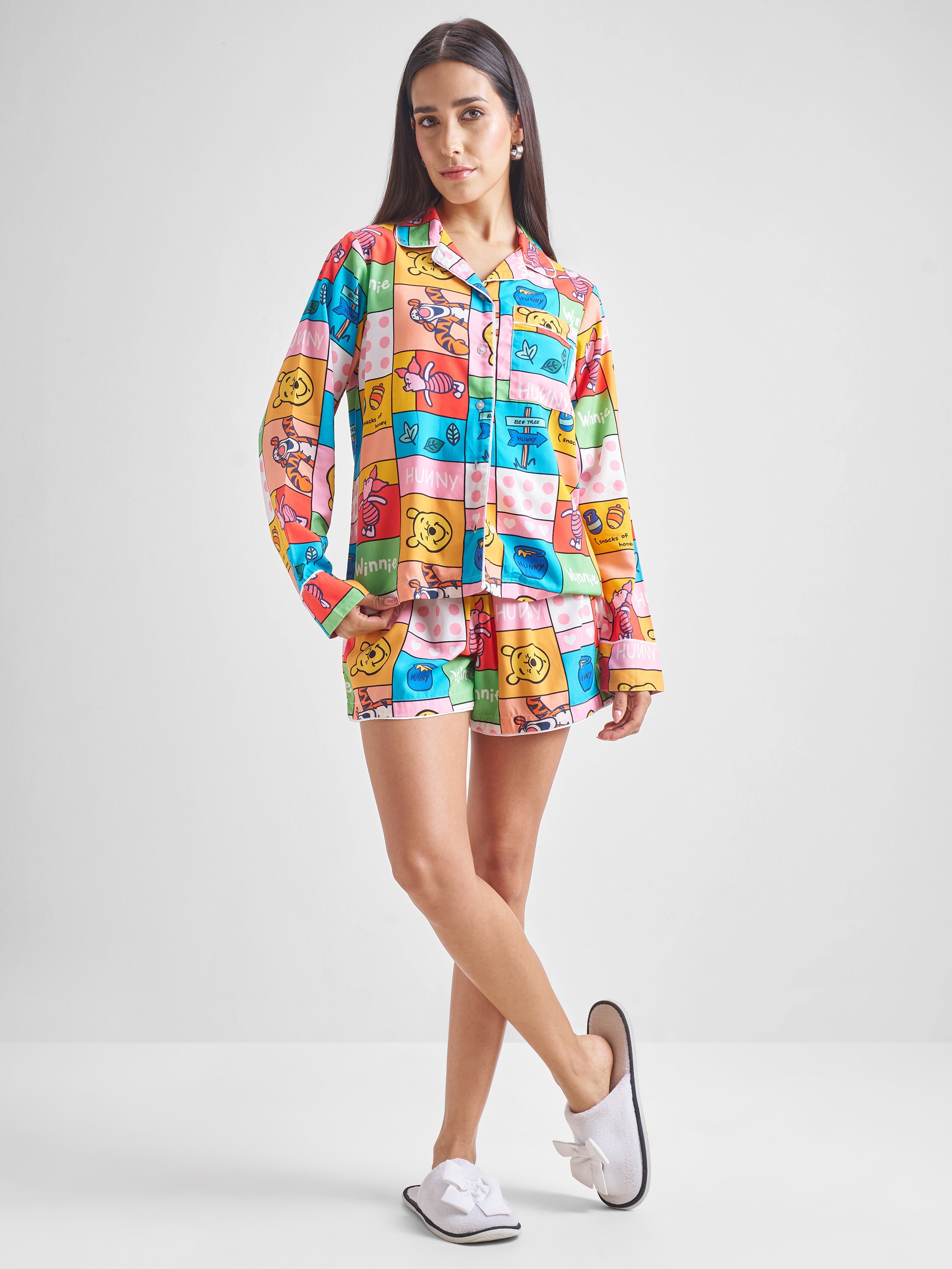 Disney By Tokyo Talkies Women Pink Winnie The Pooh Shirt With Shorts Co-Ords - Pink - Image 2