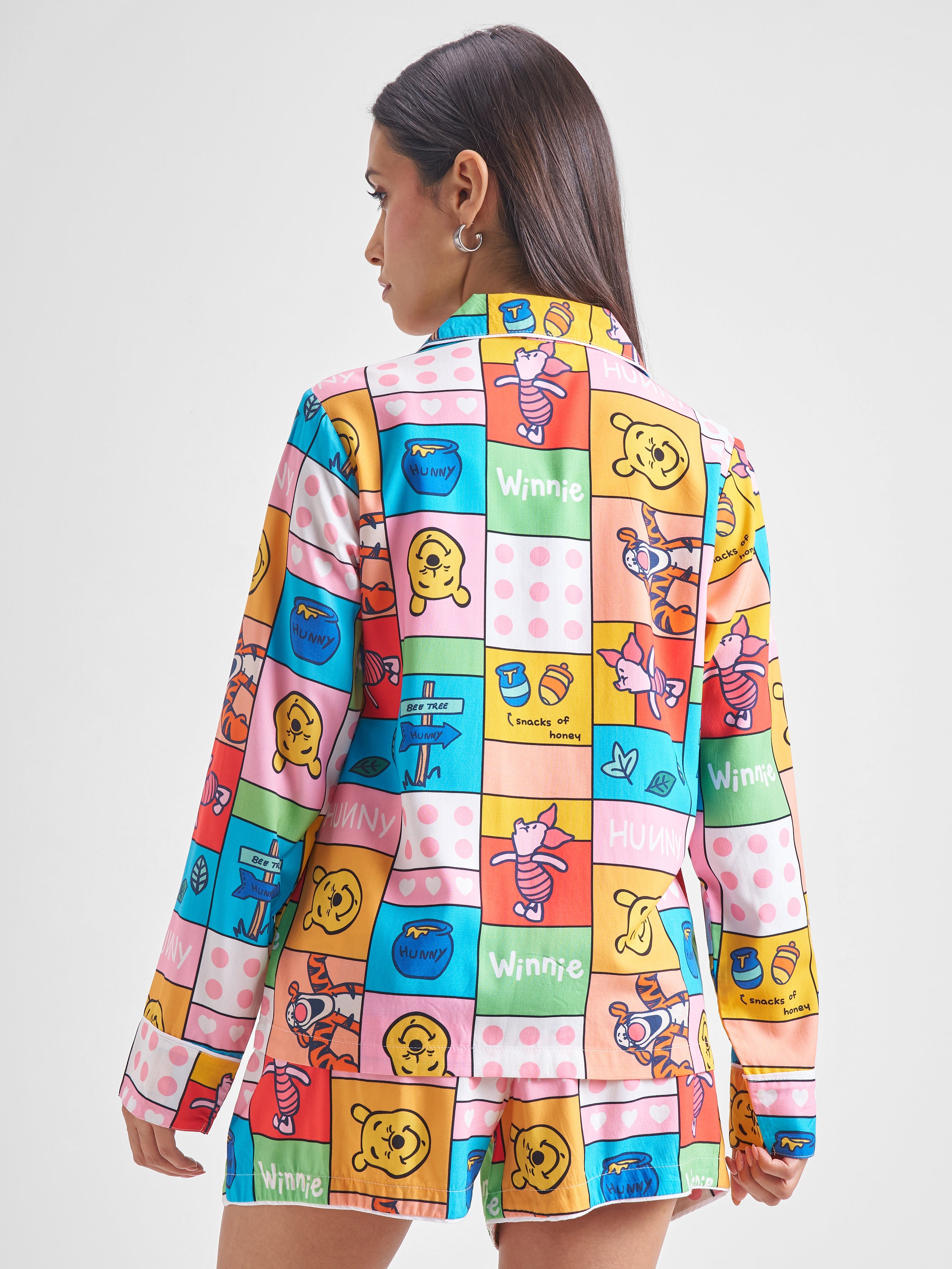 Disney By Tokyo Talkies Women Pink Winnie The Pooh Shirt With Shorts Co-Ords - Pink - Image 3