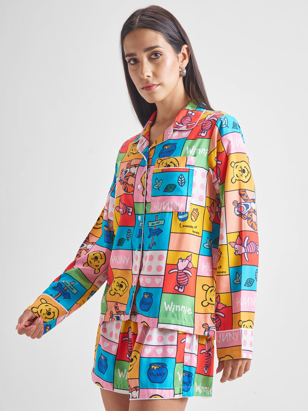 Disney By Tokyo Talkies Women Pink Winnie The Pooh Shirt With Shorts Co-Ords - Pink - Image 4