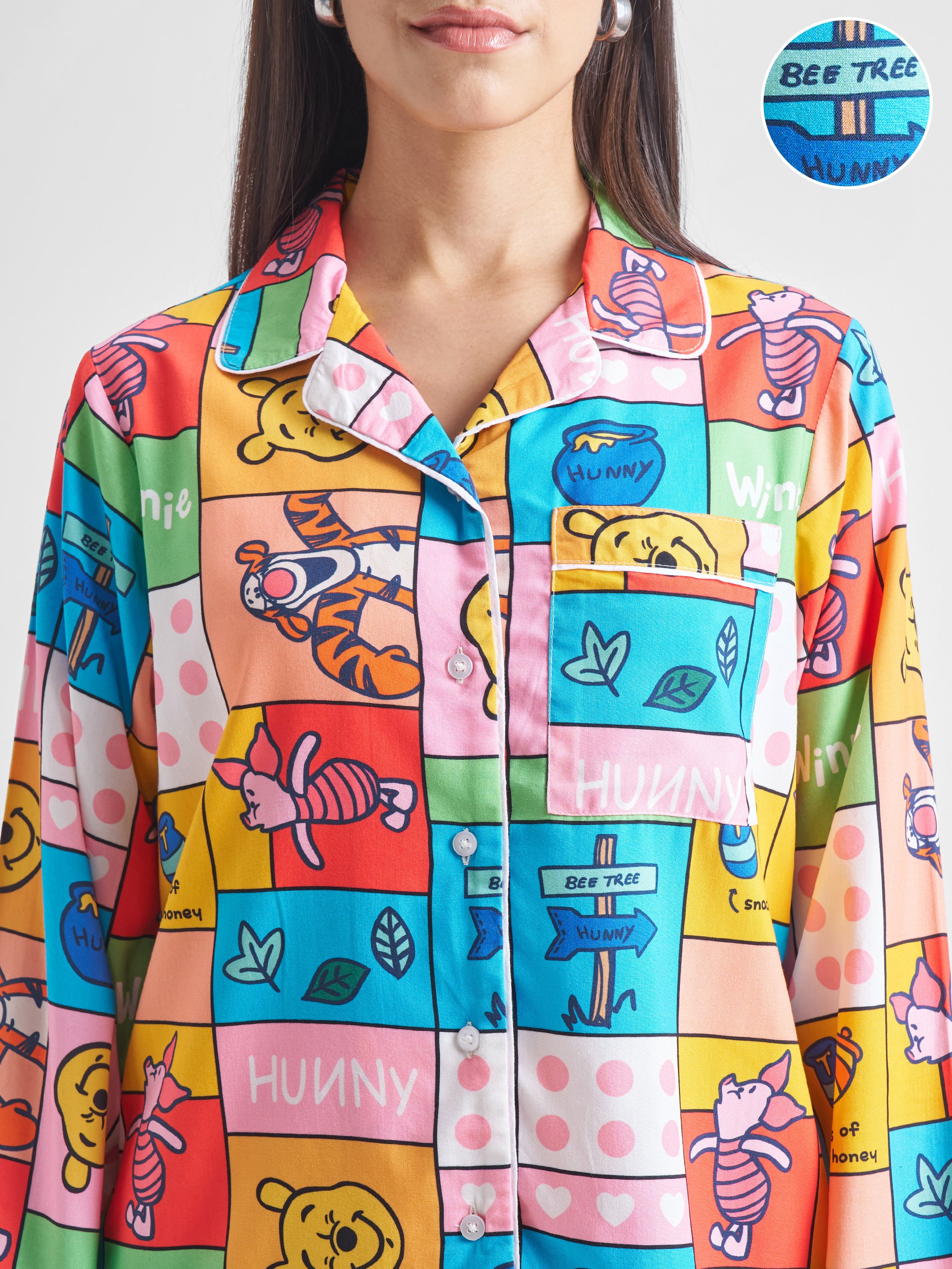 Disney By Tokyo Talkies Women Pink Winnie The Pooh Shirt With Shorts Co-Ords - Pink - Image 5