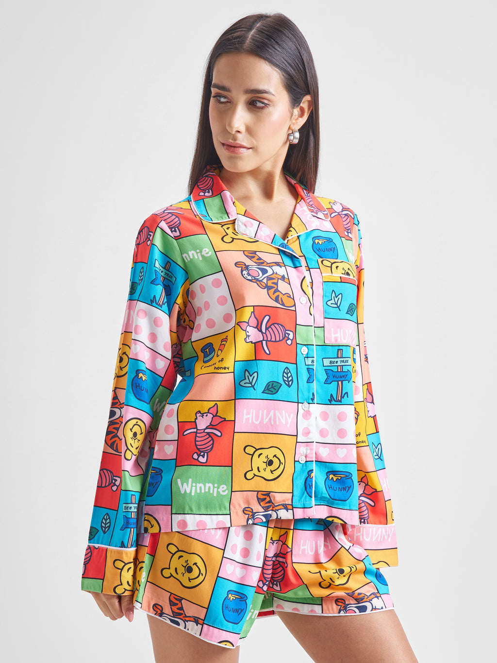 Disney By Tokyo Talkies Women Pink Winnie The Pooh Shirt With Shorts Co-Ords - Pink - Image 6