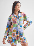 Disney By Tokyo Talkies Women Blue Winnie The Pooh Shirt With Shorts Co-Ords - Blue - Image 1