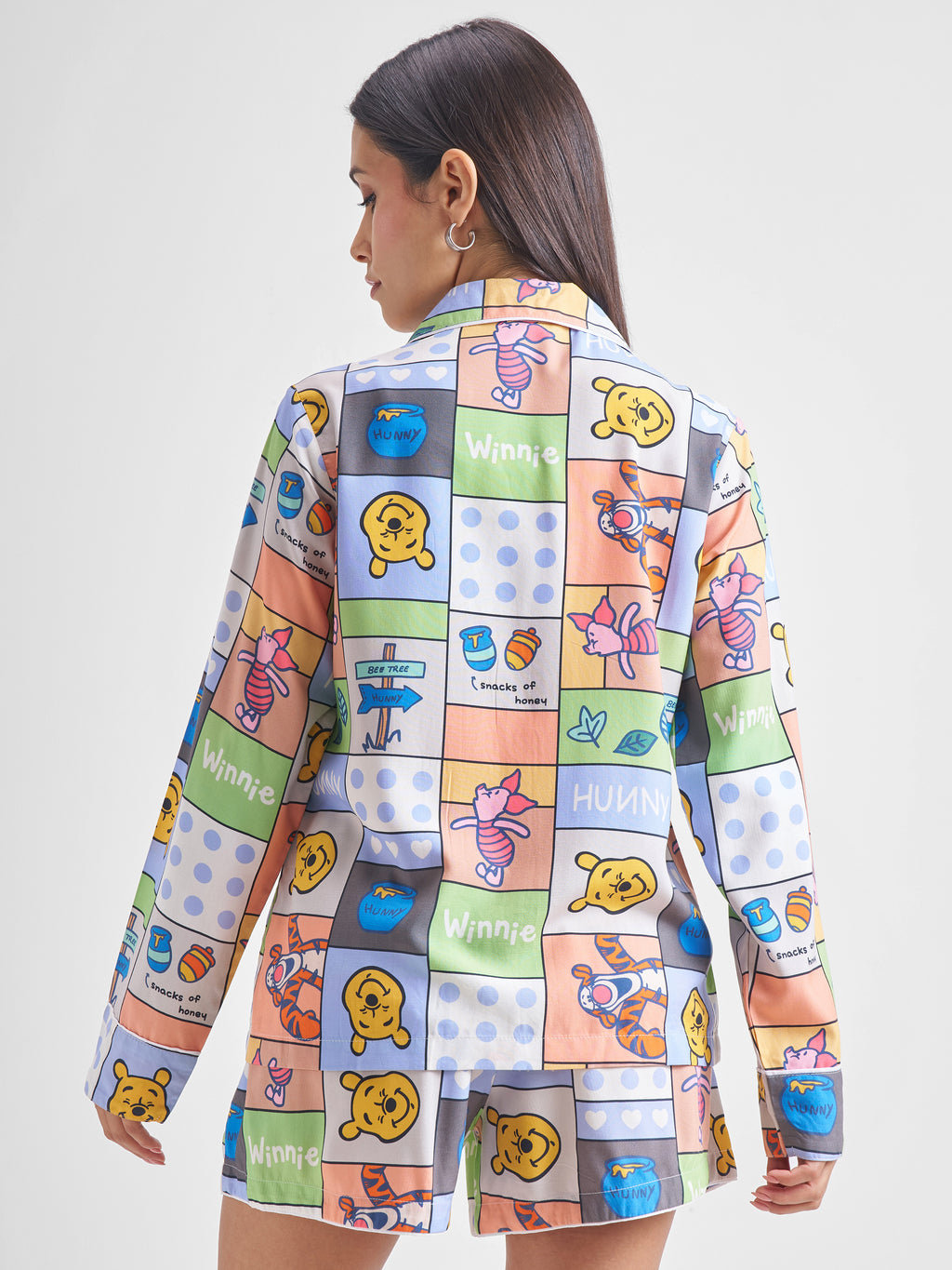 Disney By Tokyo Talkies Women Blue Winnie The Pooh Shirt With Shorts Co-Ords - Blue - Image 3