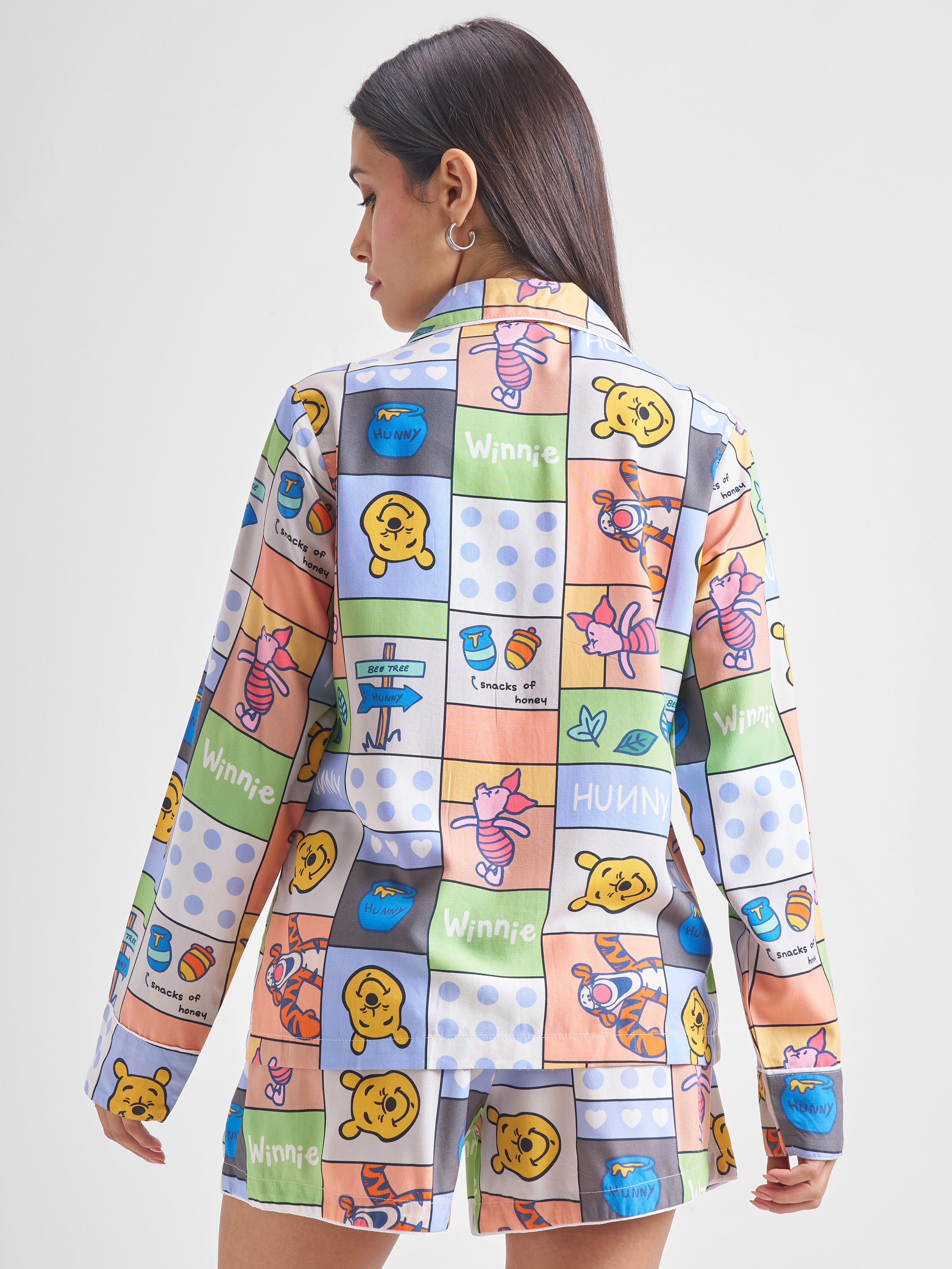 Disney By Tokyo Talkies Women Blue Winnie The Pooh Shirt With Shorts Co-Ords - Blue - Image 3