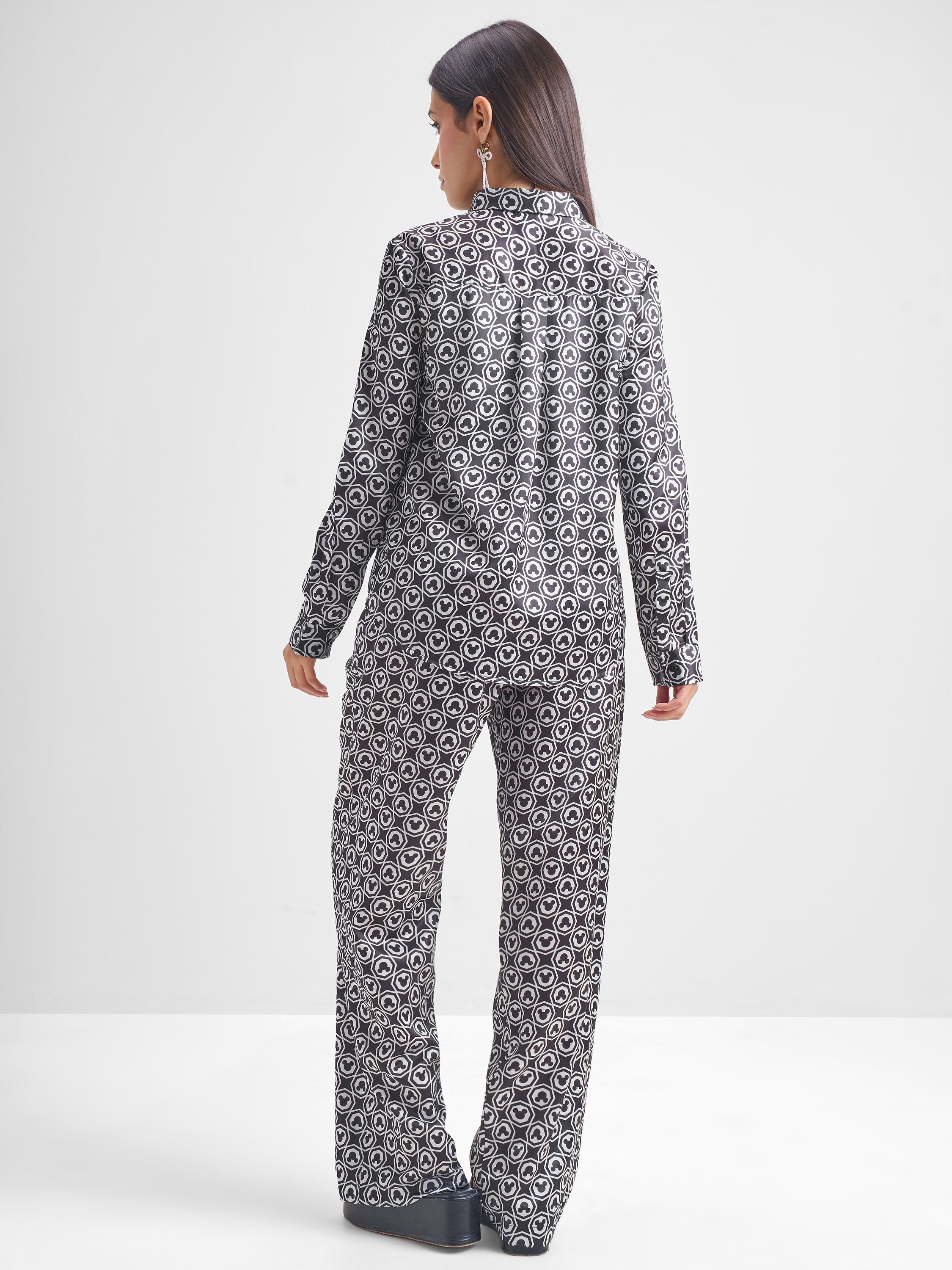 Disney By Tokyo Talkies Women Black Mickey Mouse Shirt With Trouser Co-Ords - Black - Image 3