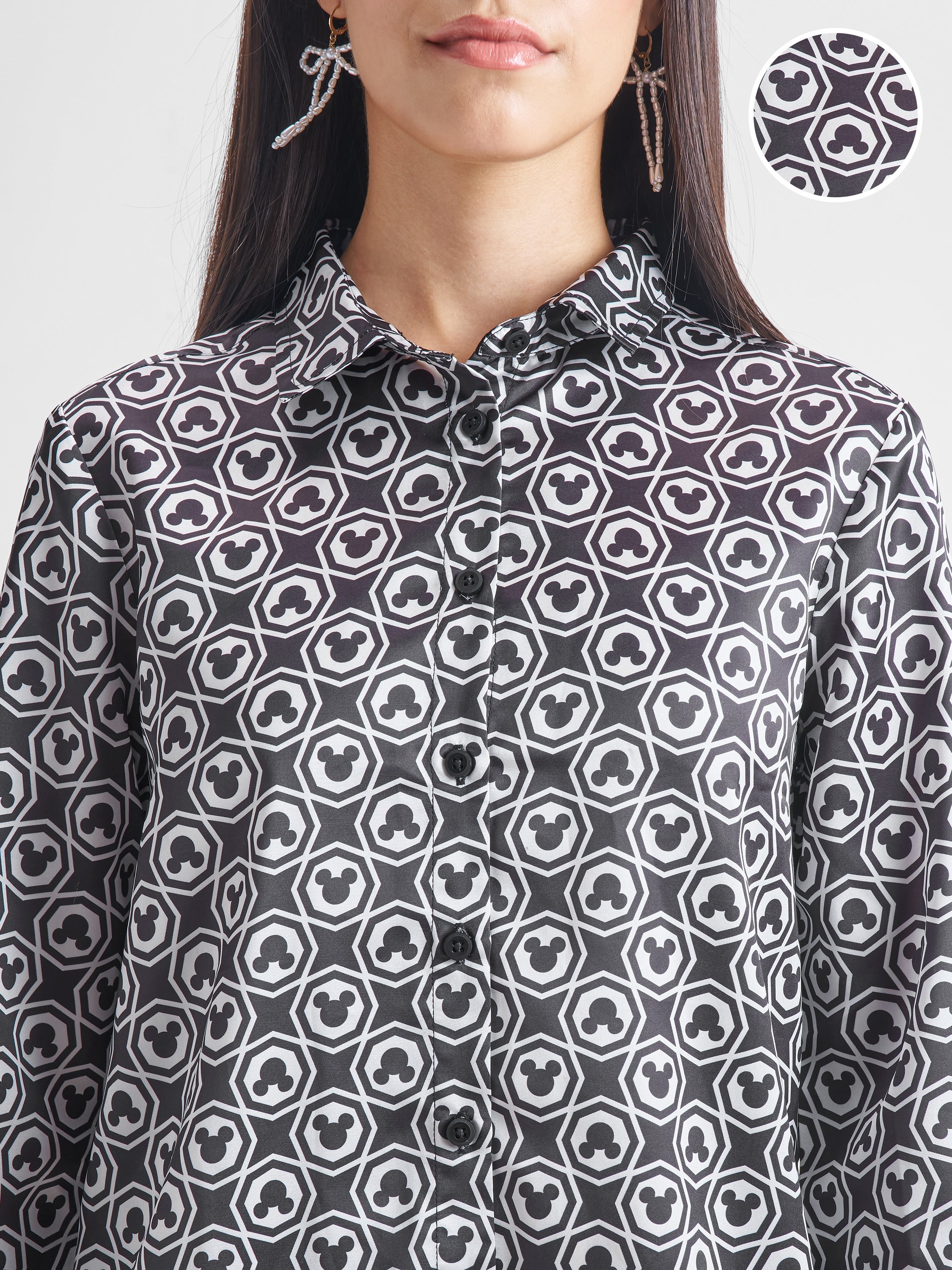 Disney By Tokyo Talkies Women Black Mickey Mouse Shirt With Trouser Co-Ords - Black - Image 5