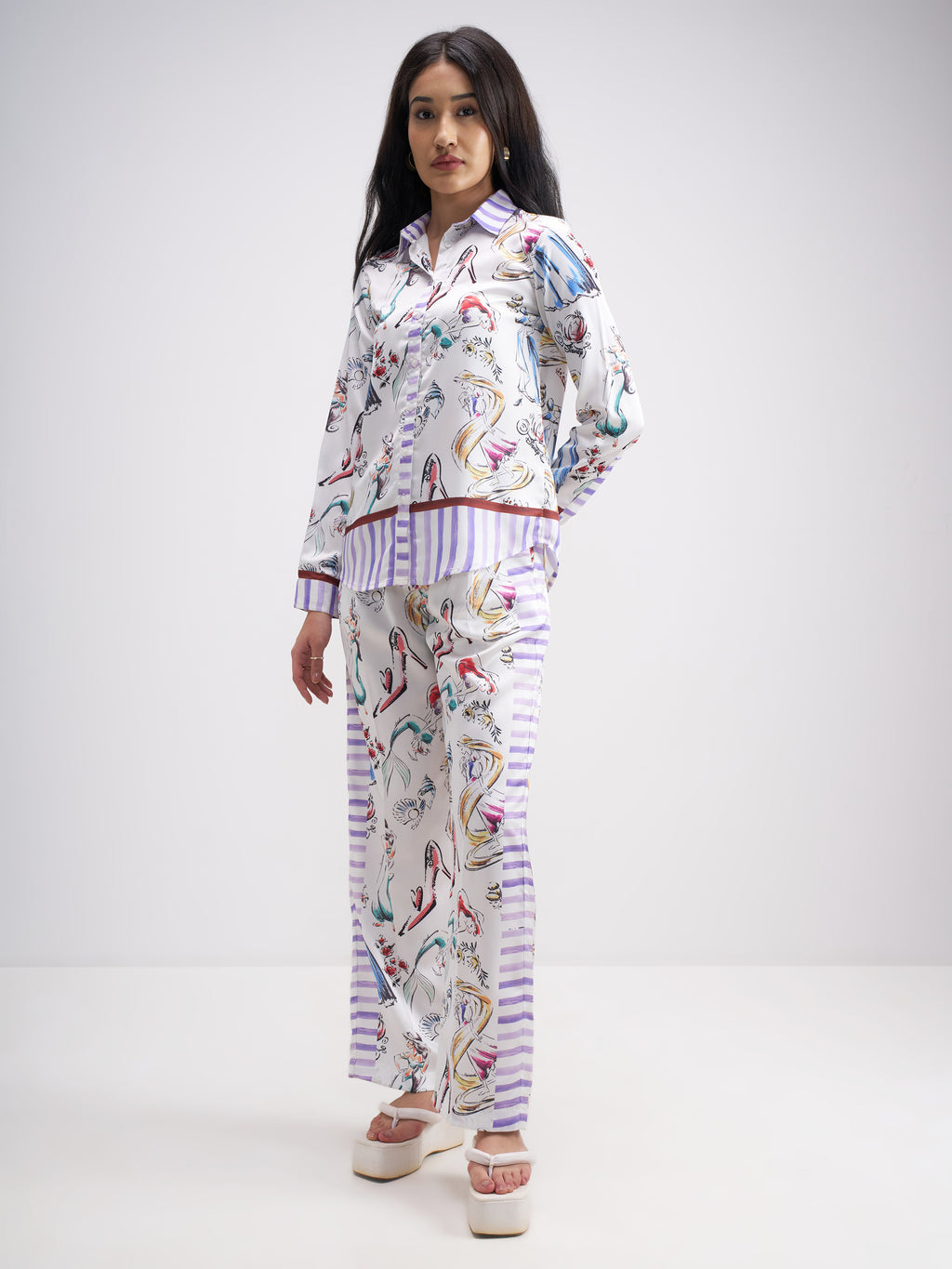 Disney By Tokyo Talkies Women Multi Disney Princess Shirt With Trouser Co-Ords - Multi - Image 2
