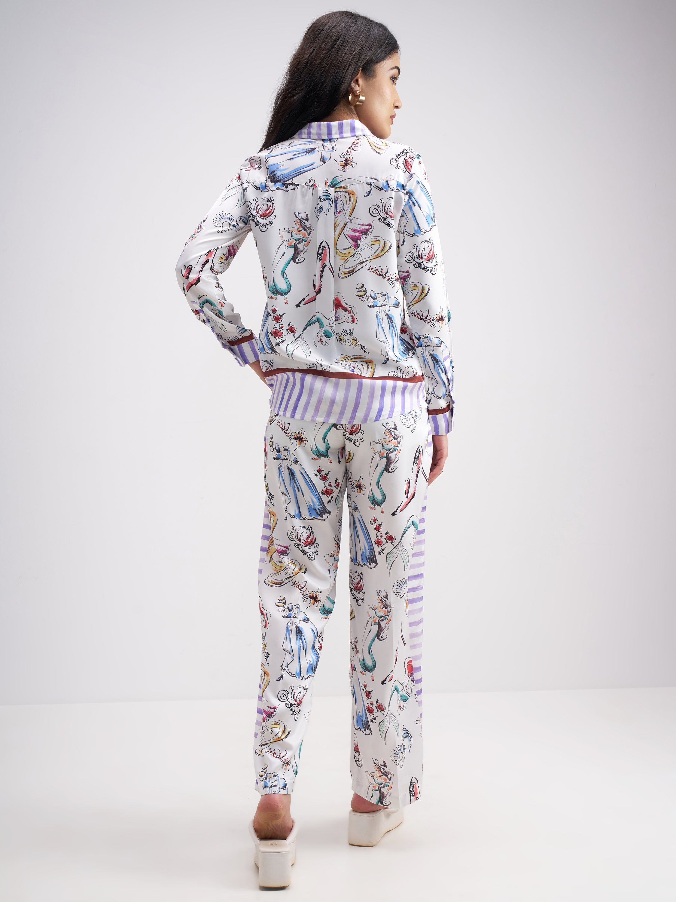 Disney By Tokyo Talkies Women Multi Disney Princess Shirt With Trouser Co-Ords - Multi - Image 3