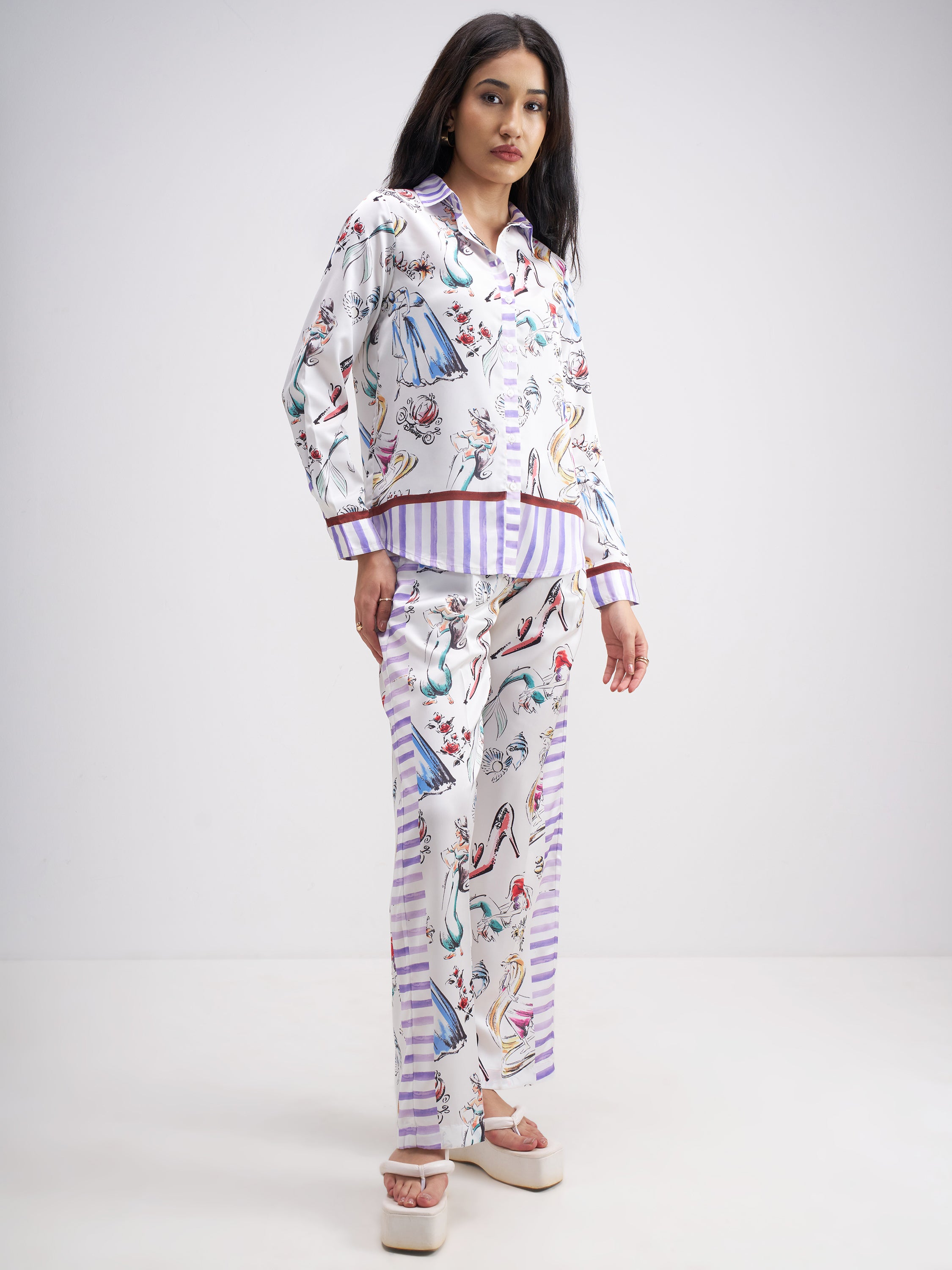 Disney By Tokyo Talkies Women Multi Disney Princess Shirt With Trouser Co-Ords - Multi - Image 4