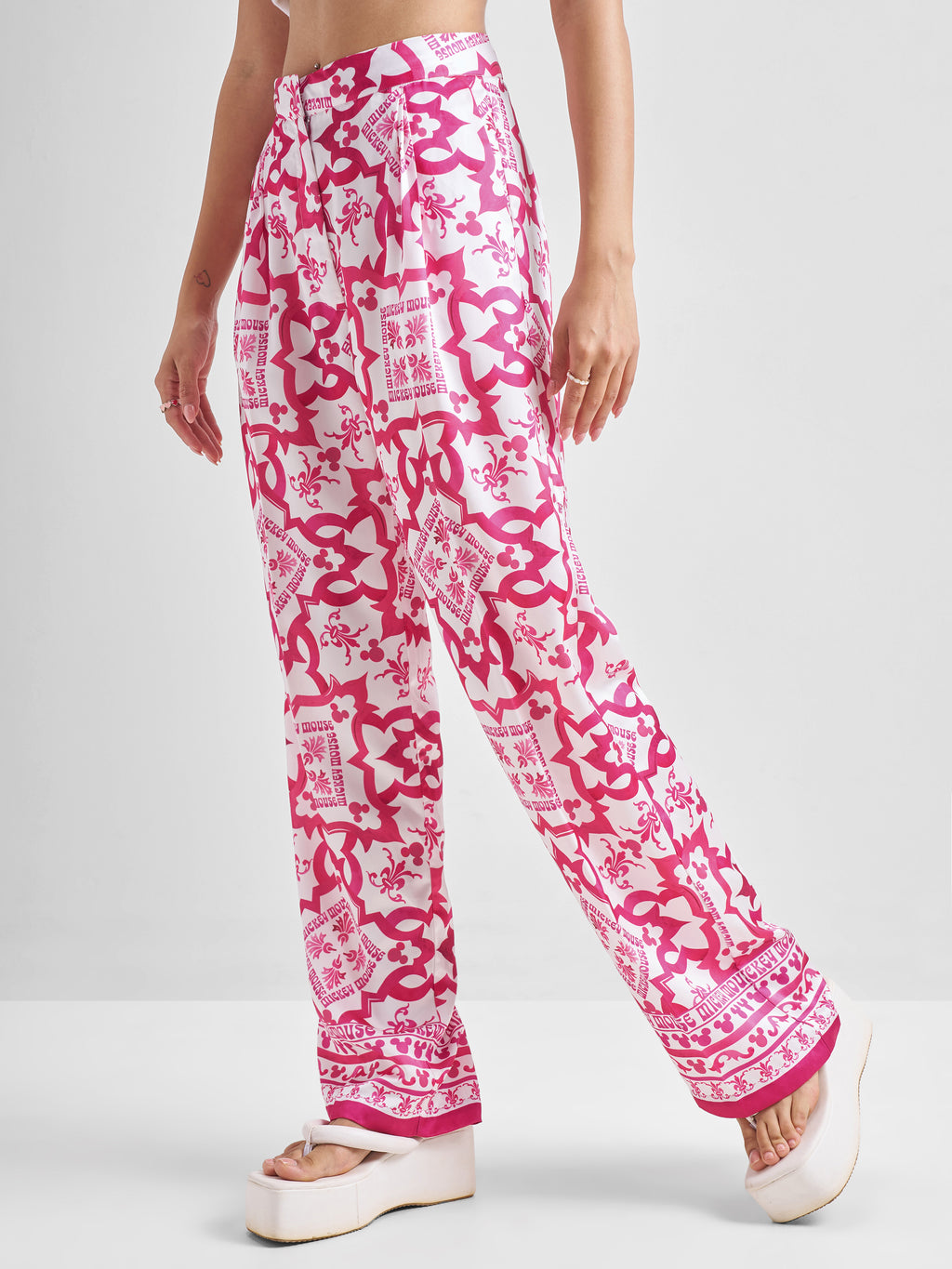 Disney By Tokyo Talkies Women Pink Mickey Mouse Shirt With Trouser Co-Ords - Pink - Image 6