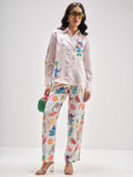 Disney By Tokyo Talkies Women Pink Stitch Shirt With Trouser Co-Ords - Pink - Image 1