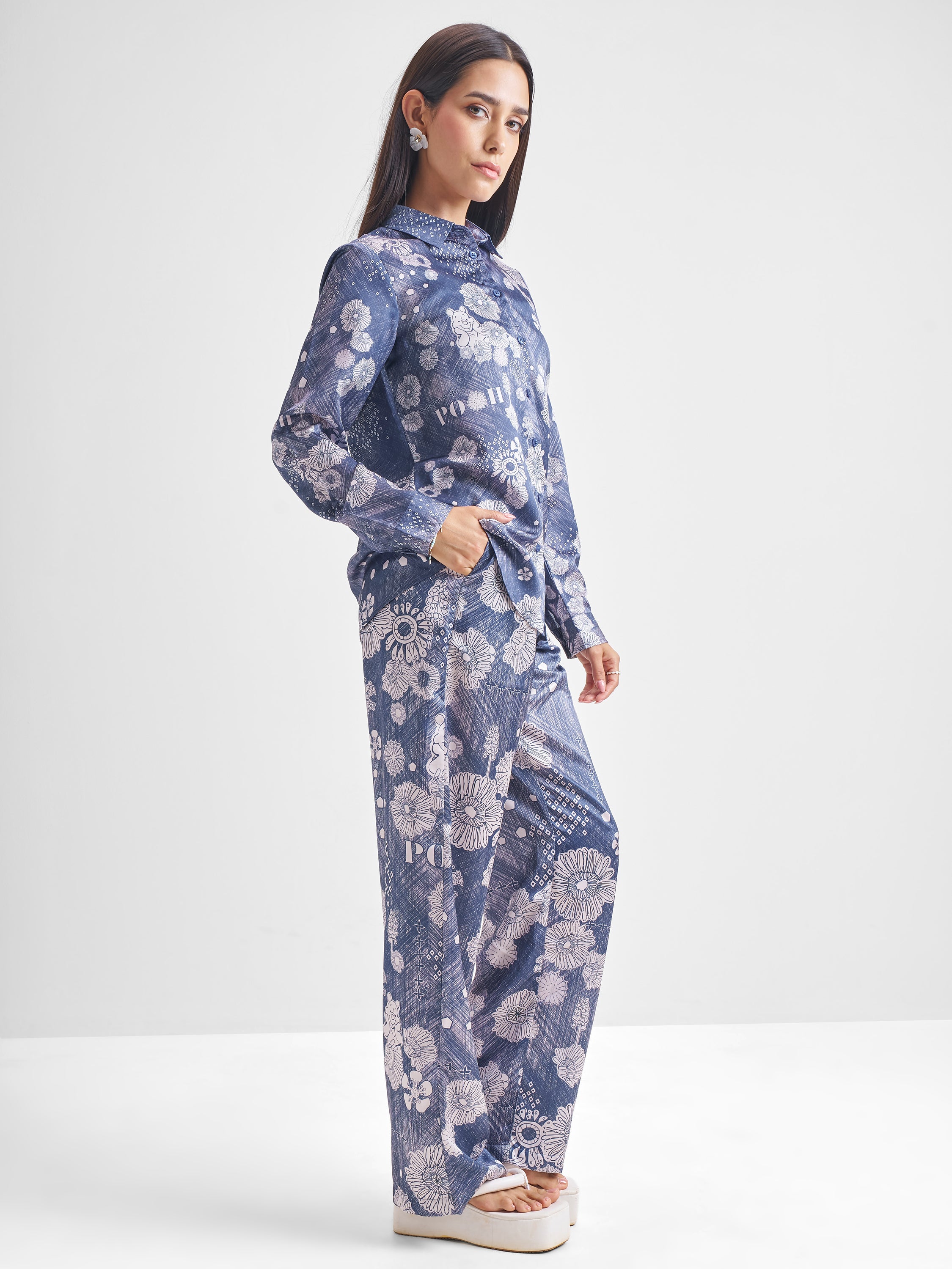 Disney By Tokyo Talkies Women Navy Blue Winnie The Pooh Shirt With Trouser Co-Ords - Navy Blue - Image 4
