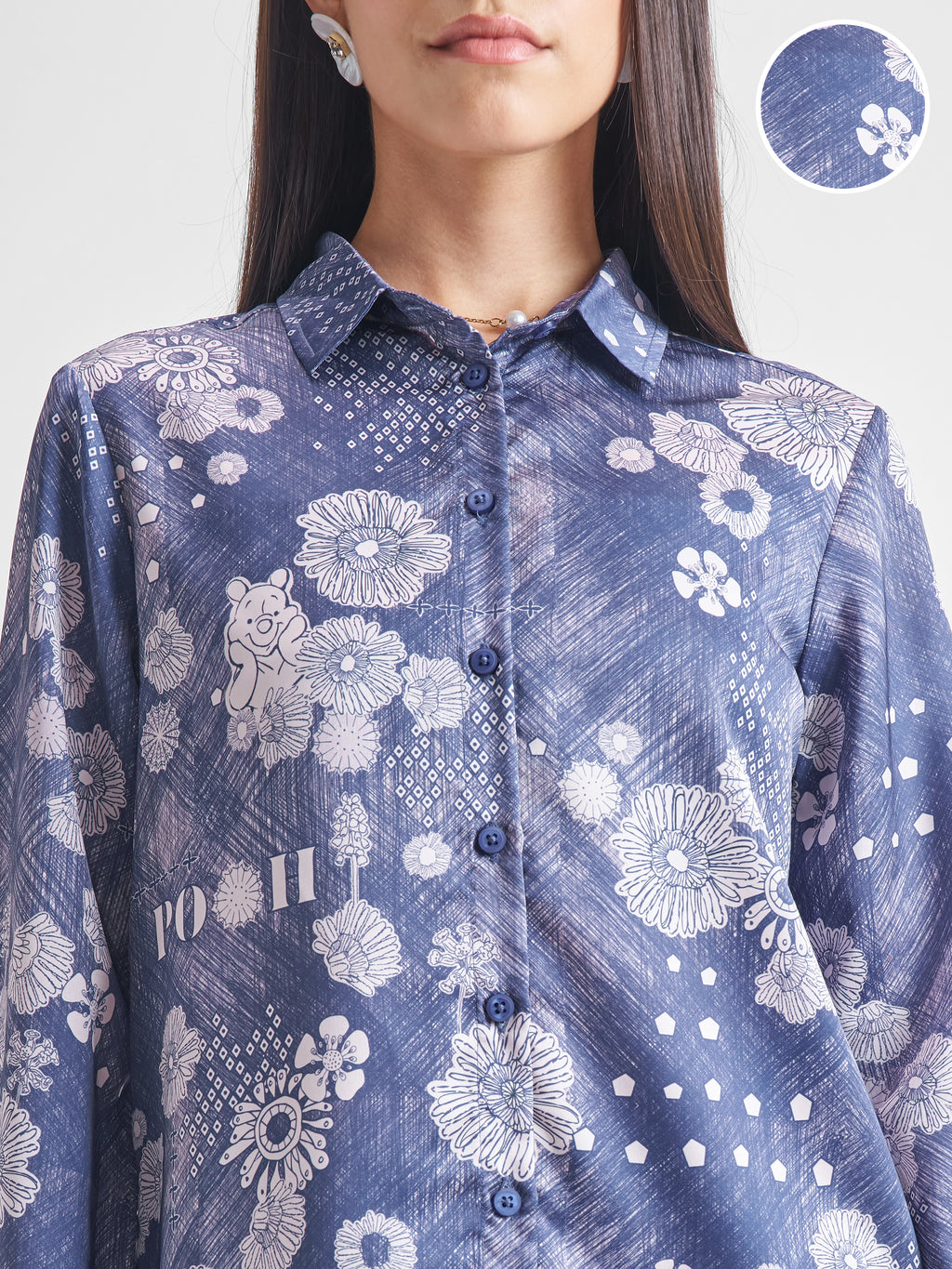 Disney By Tokyo Talkies Women Navy Blue Winnie The Pooh Shirt With Trouser Co-Ords - Navy Blue - Image 5