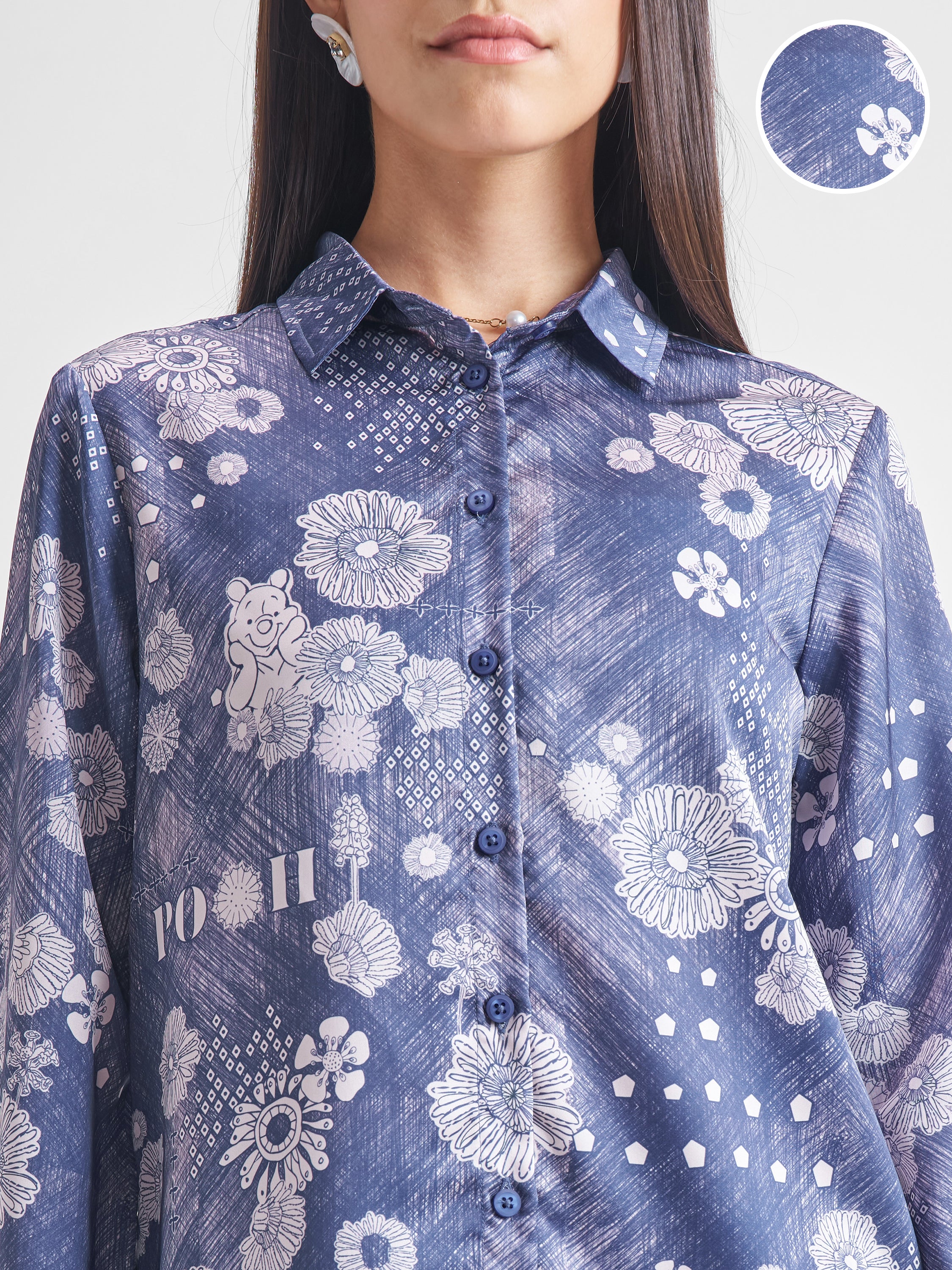 Disney By Tokyo Talkies Women Navy Blue Winnie The Pooh Shirt With Trouser Co-Ords - Navy Blue - Image 5