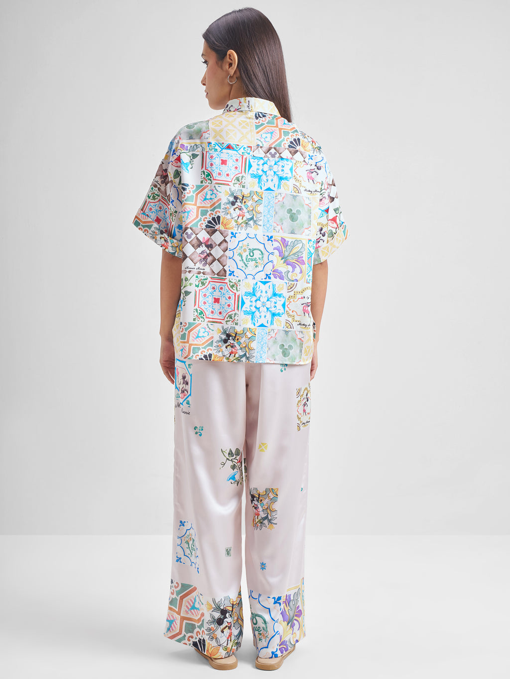 Disney By Tokyo Talkies Women Off White Mickey Mouse Shirt With Trouser Co-Ords - Off White - Image 3