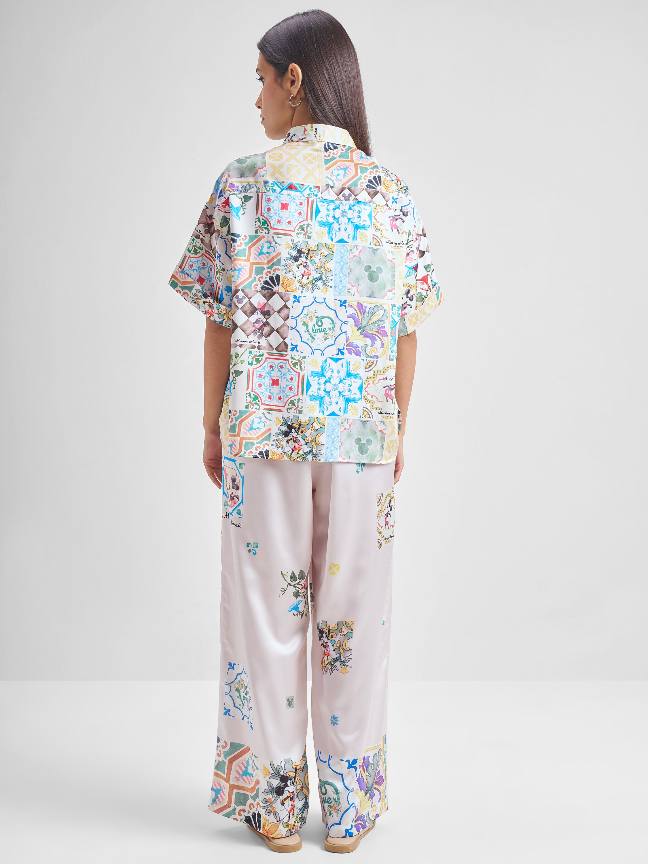 Disney By Tokyo Talkies Women Off White Mickey Mouse Shirt With Trouser Co-Ords - Off White - Image 3