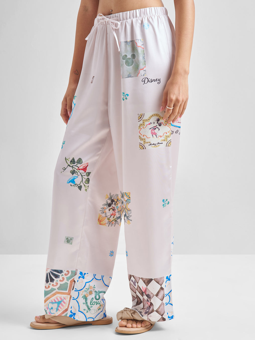 Disney By Tokyo Talkies Women Off White Mickey Mouse Shirt With Trouser Co-Ords - Off White - Image 6