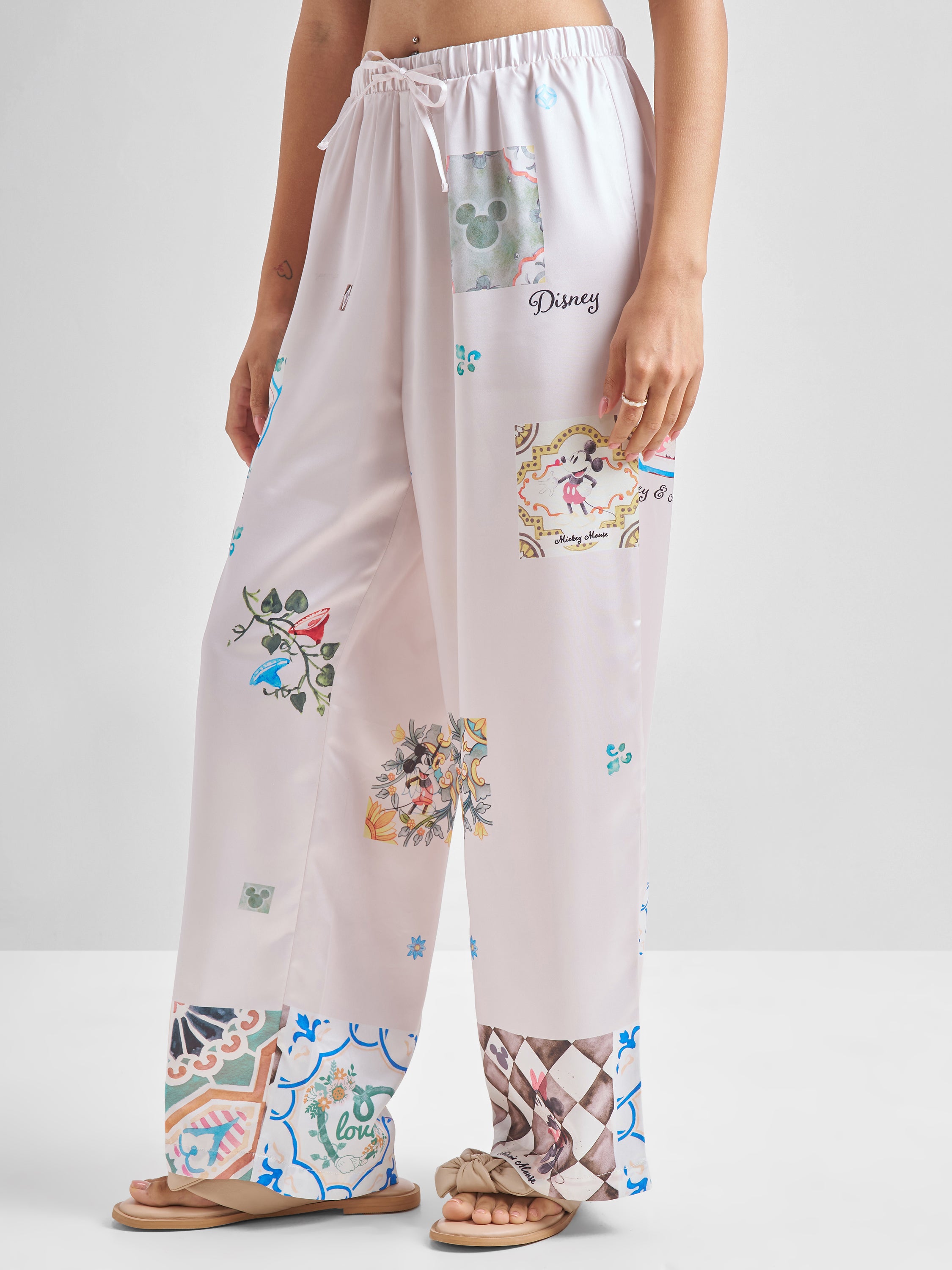 Disney By Tokyo Talkies Women Off White Mickey Mouse Shirt With Trouser Co-Ords - Off White - Image 6