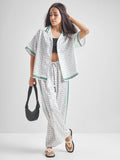 Disney By Tokyo Talkies Women White Mickey Mouse Shirt With Trouser Co-Ords - White - Image 1