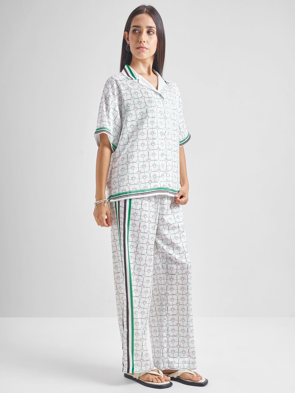 Disney By Tokyo Talkies Women White Mickey Mouse Shirt With Trouser Co-Ords - White - Image 4