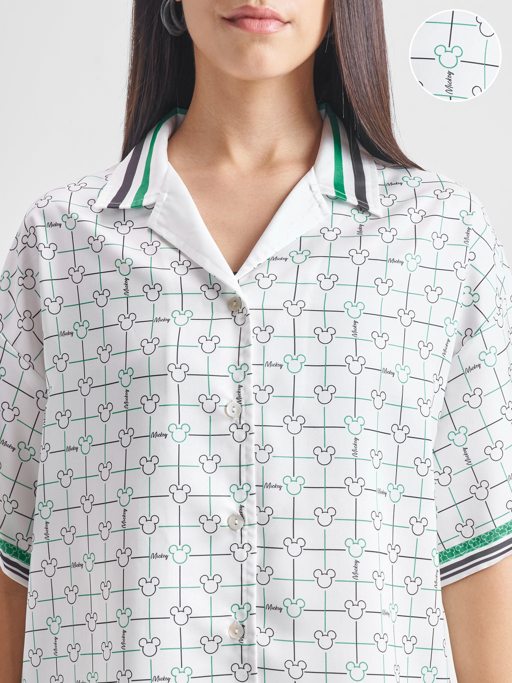Disney By Tokyo Talkies Women White Mickey Mouse Shirt With Trouser Co-Ords - White - Image 5
