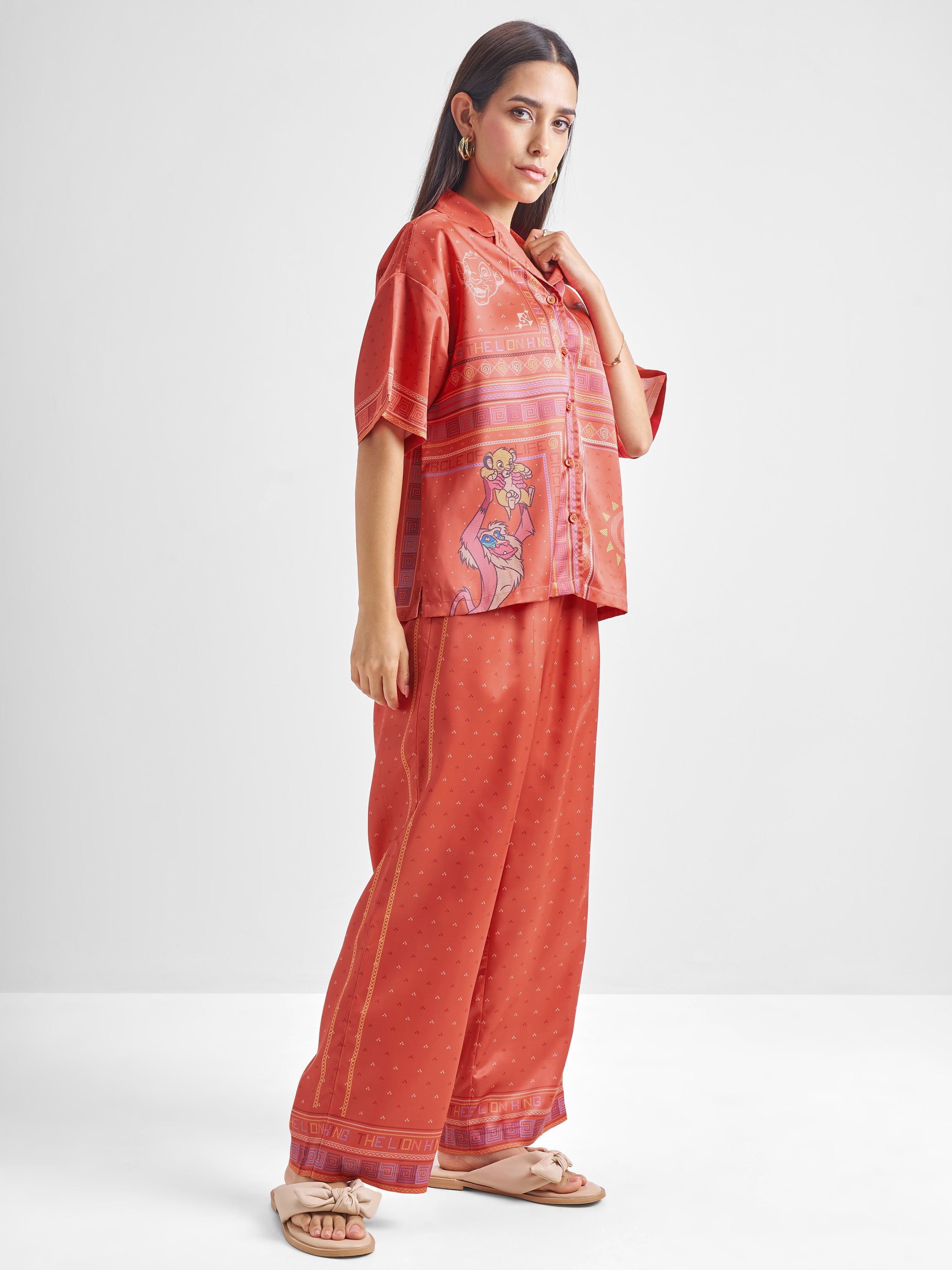 Disney By Tokyo Talkies Women Rust Lion King Shirt With Trouser Co-Ords - Rust - Image 4