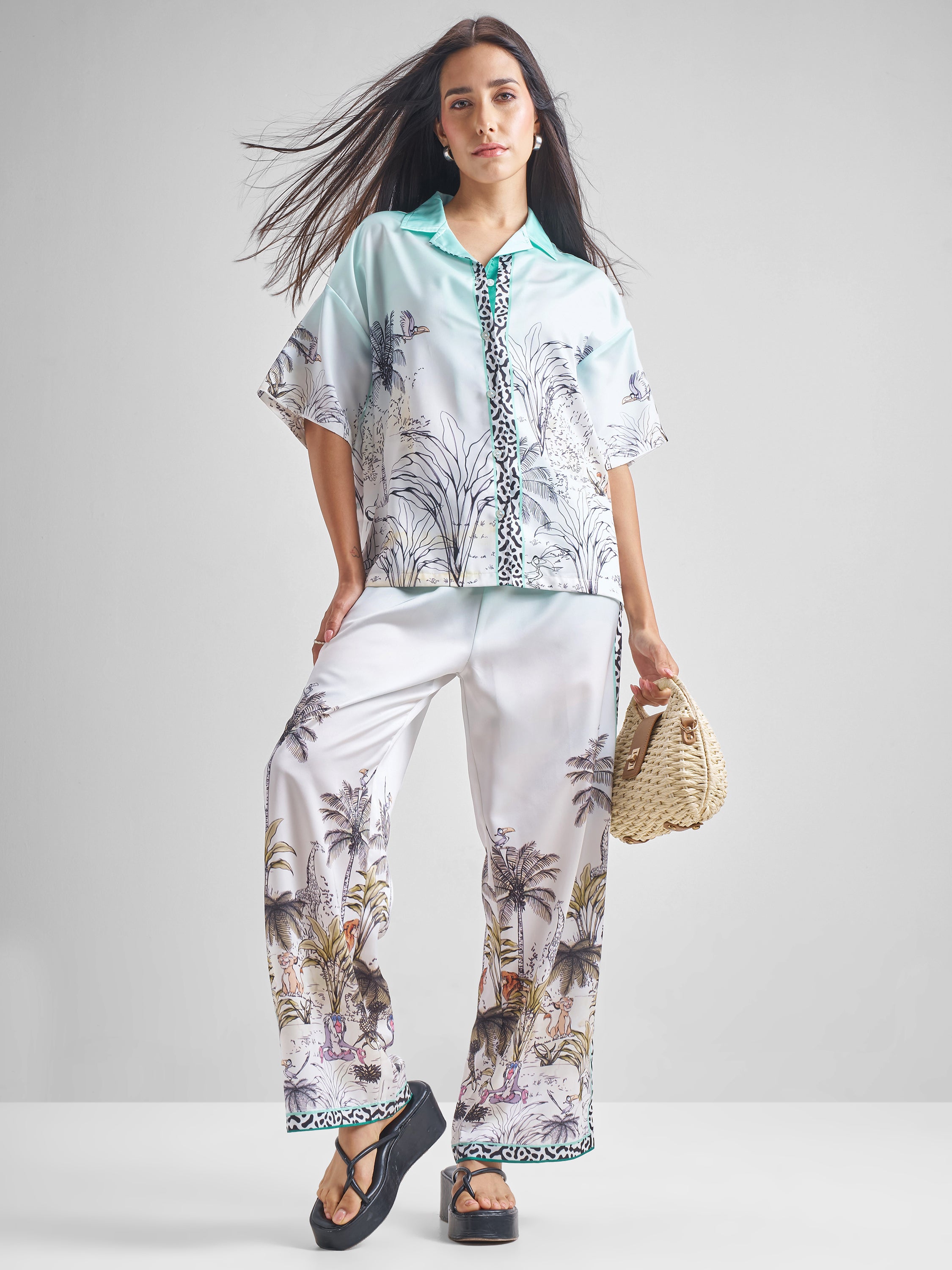 Disney By Tokyo Talkies Women Blue Lion King Shirt With Trouser - Blue - Image 1