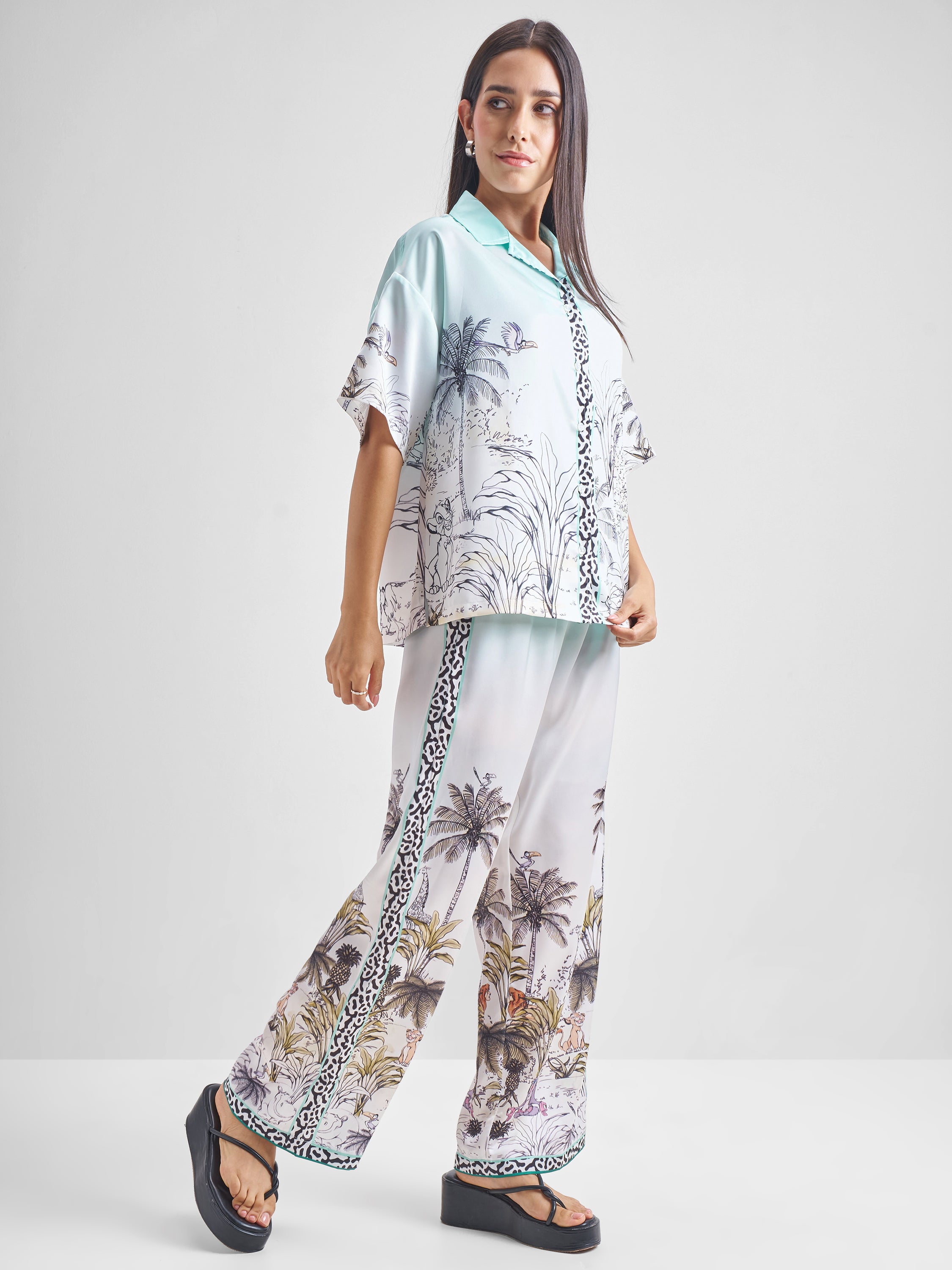 Disney By Tokyo Talkies Women Blue Lion King Shirt With Trouser - Blue - Image 4
