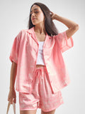 Disney By Tokyo Talkies Women Pink Mickey Mouse Shirt With Shorts Co-Ords - Pink - Image 1
