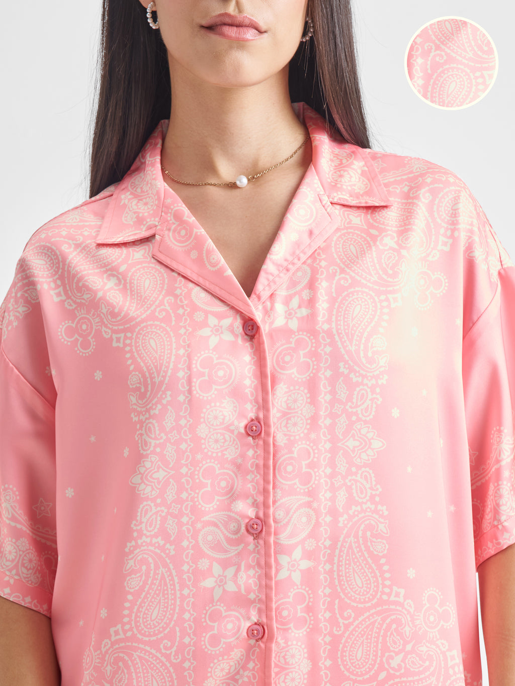 Disney By Tokyo Talkies Women Pink Mickey Mouse Shirt With Shorts Co-Ords - Pink - Image 5