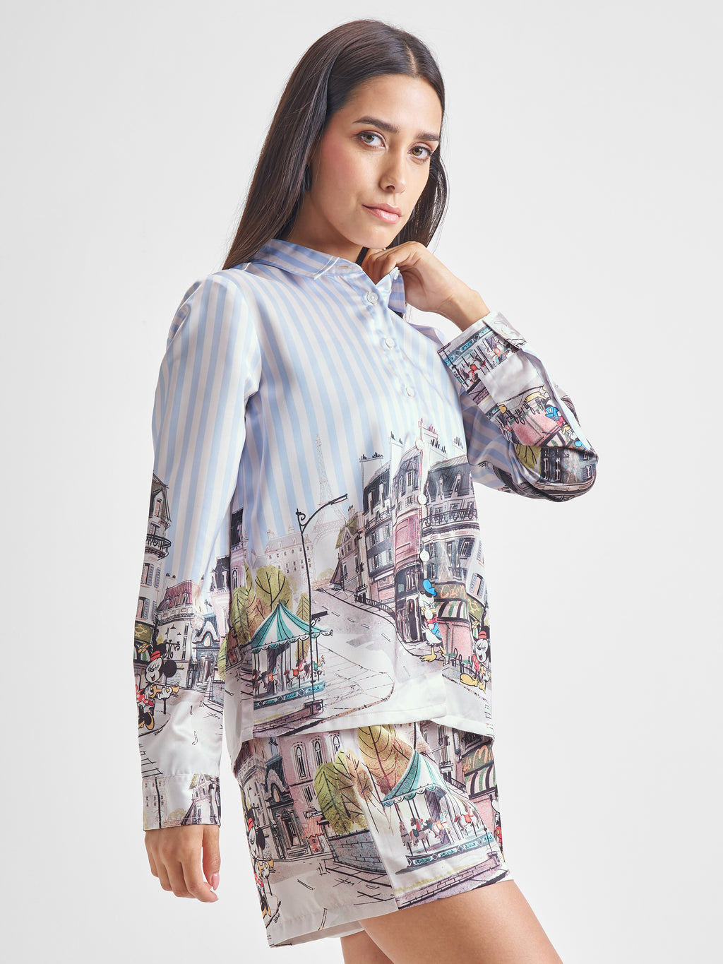 Disney By Tokyo Talkies Women Blue Mickey Mouse Shirt With Short - Blue - Image 6
