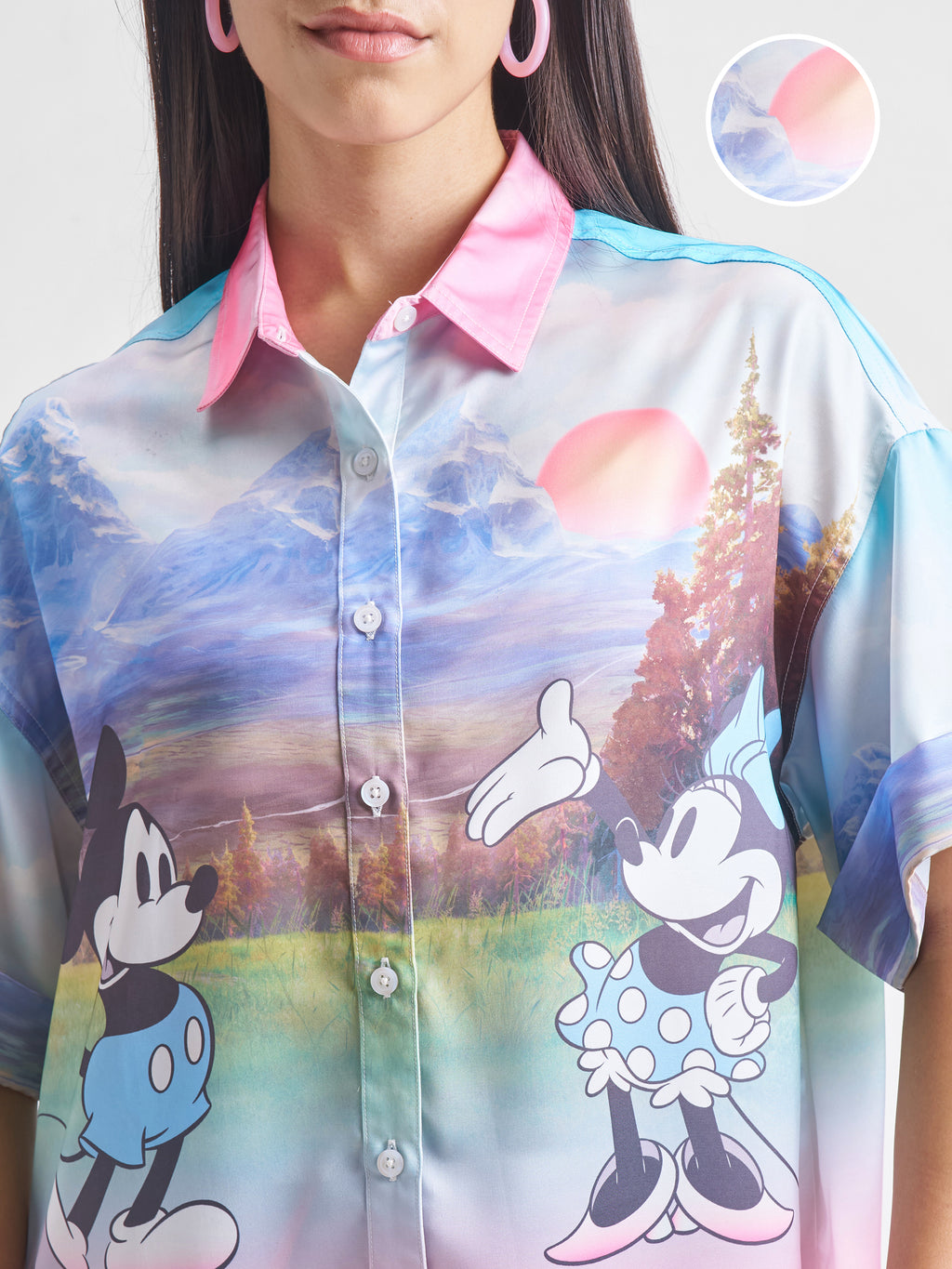 Disney By Tokyo Talkies Women Pink Mickey Mouse Shirt With Trouser - Pink - Image 5