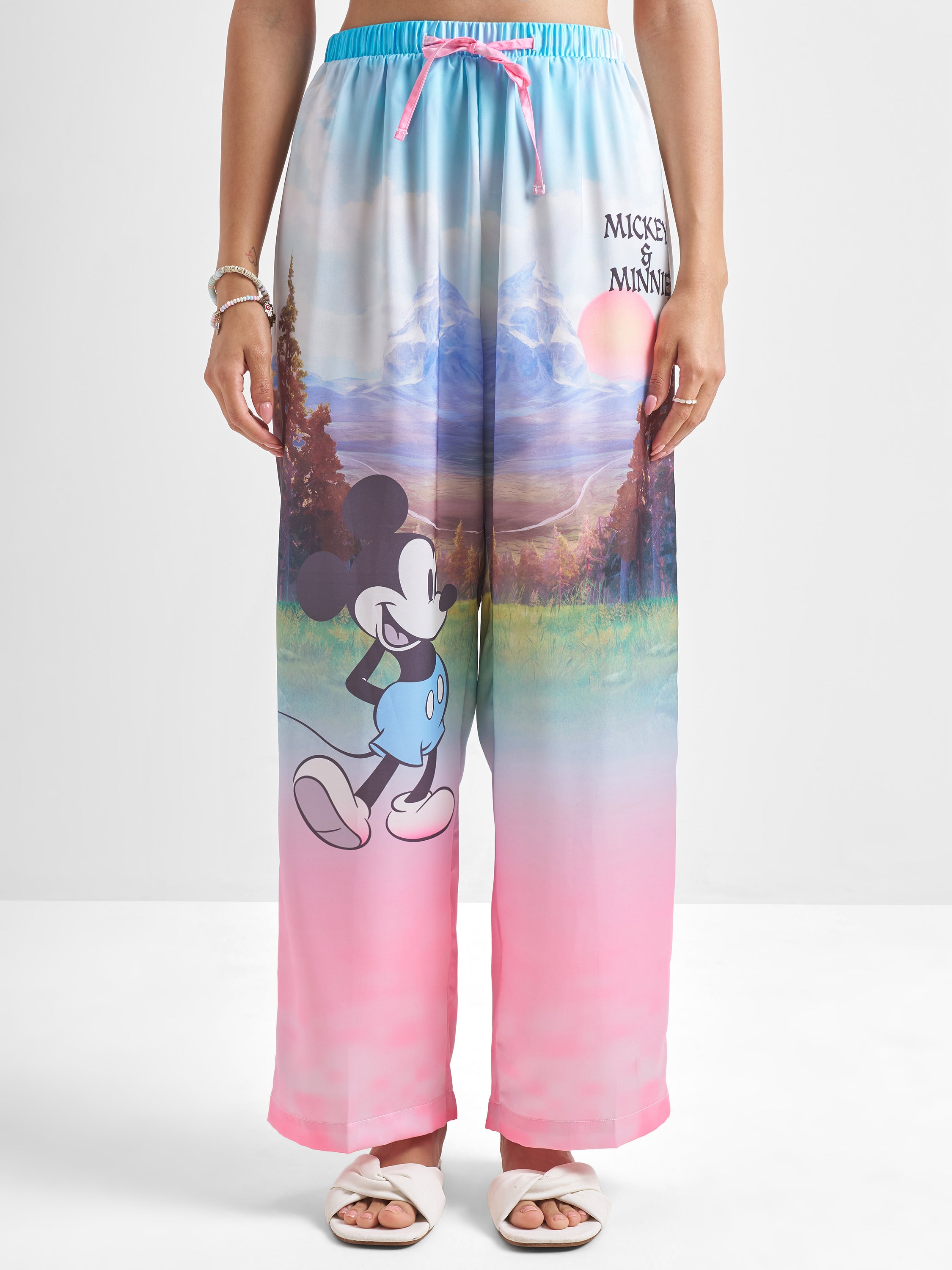 Disney By Tokyo Talkies Women Pink Mickey Mouse Shirt With Trouser - Pink - Image 6