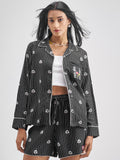 Disney By Tokyo Talkies Women Black Mickey Mouse Shirt With Shorts Co-Ords - Black - Image 1