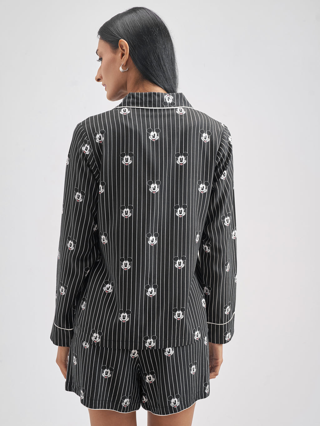 Disney By Tokyo Talkies Women Black Mickey Mouse Shirt With Shorts Co-Ords - Black - Image 3
