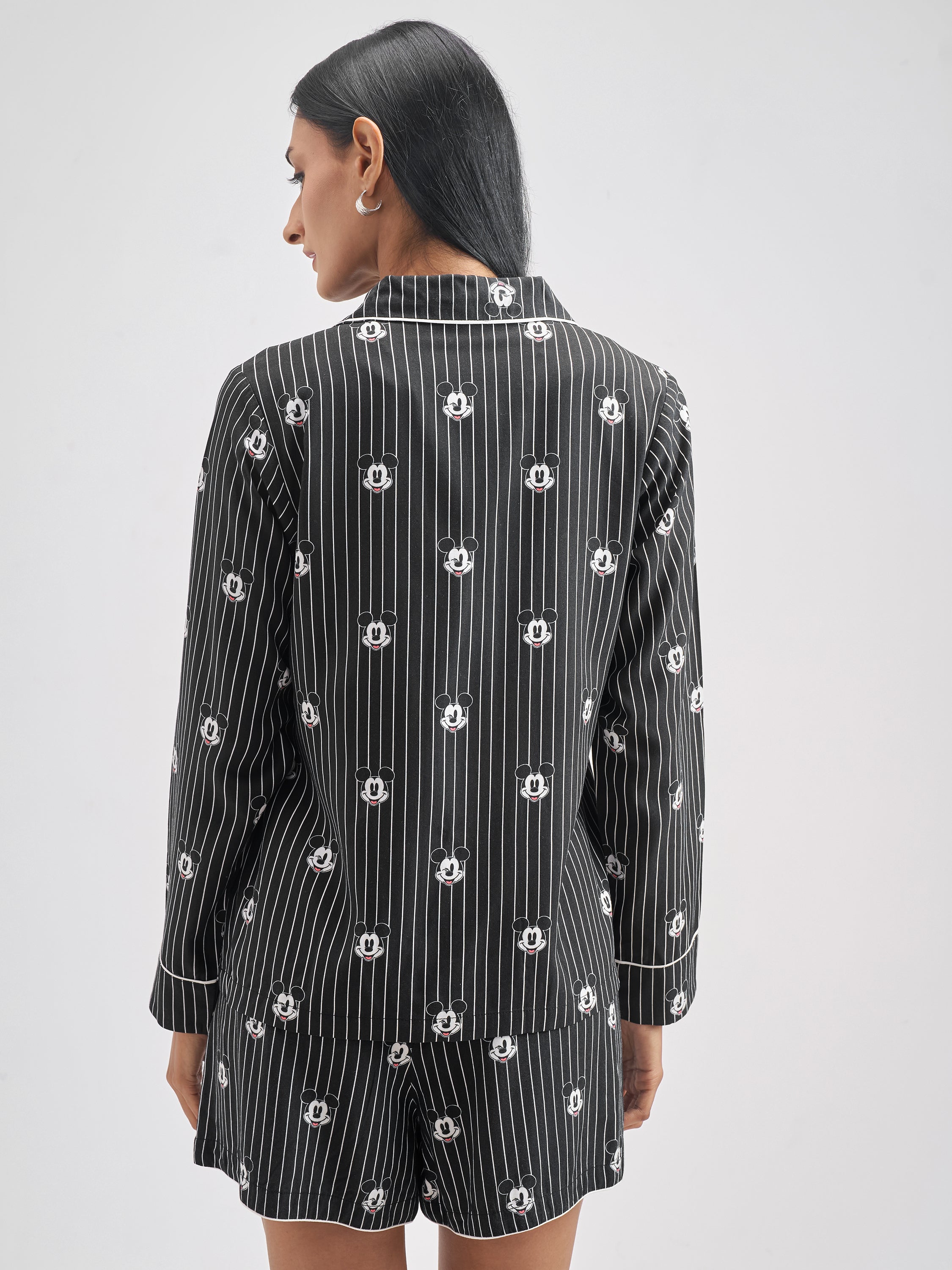 Disney By Tokyo Talkies Women Black Mickey Mouse Shirt With Shorts Co-Ords - Black - Image 3