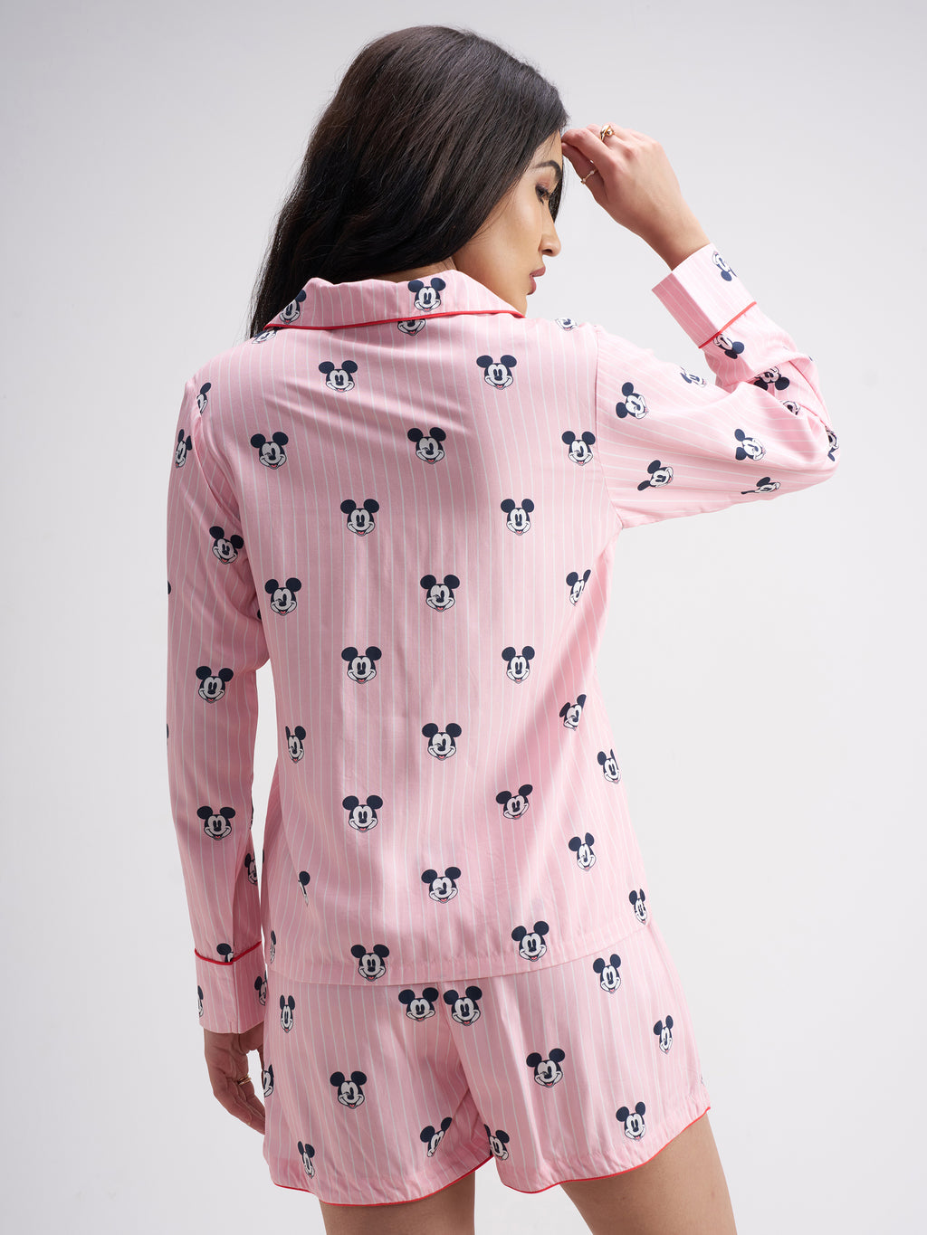 Disney By Tokyo Talkies Women Pink Mickey Mouse Top With Shorts Co-Ords - Pink - Image 3