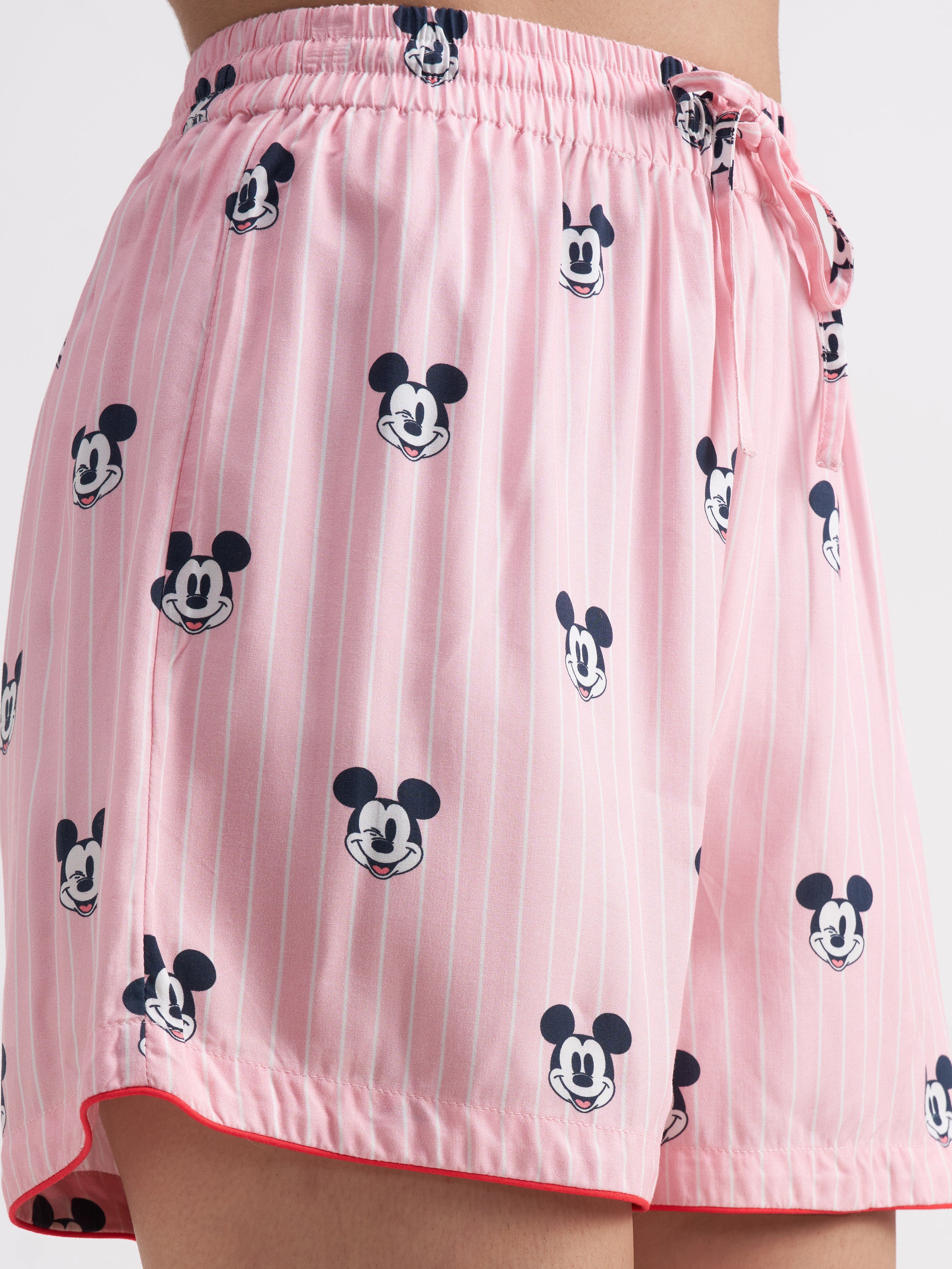 Disney By Tokyo Talkies Women Pink Mickey Mouse Top With Shorts Co-Ords - Pink - Image 8