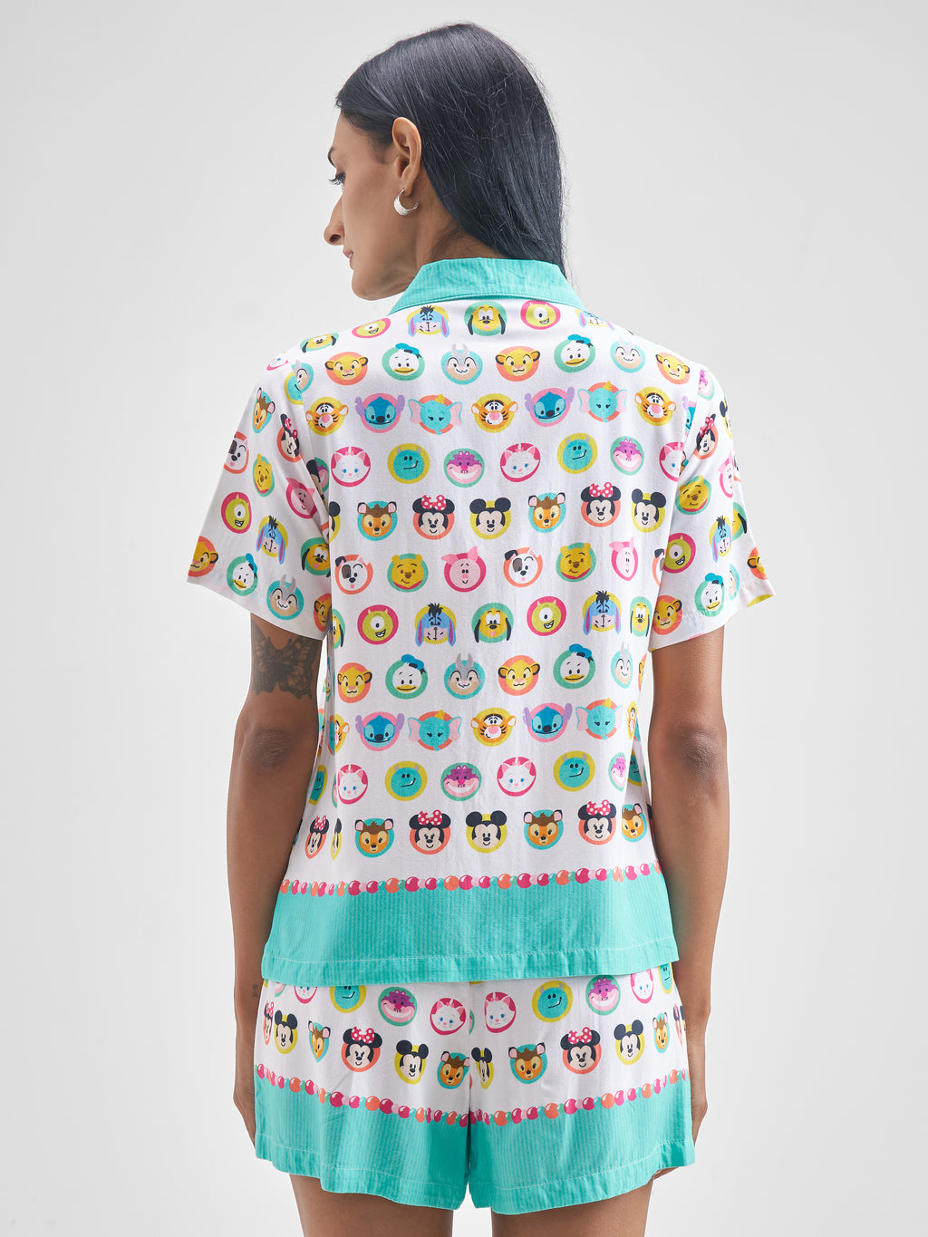 Disney By Tokyo Talkies Women White Disney Characters Shirt With Shorts Co-Ords - White - Image 3